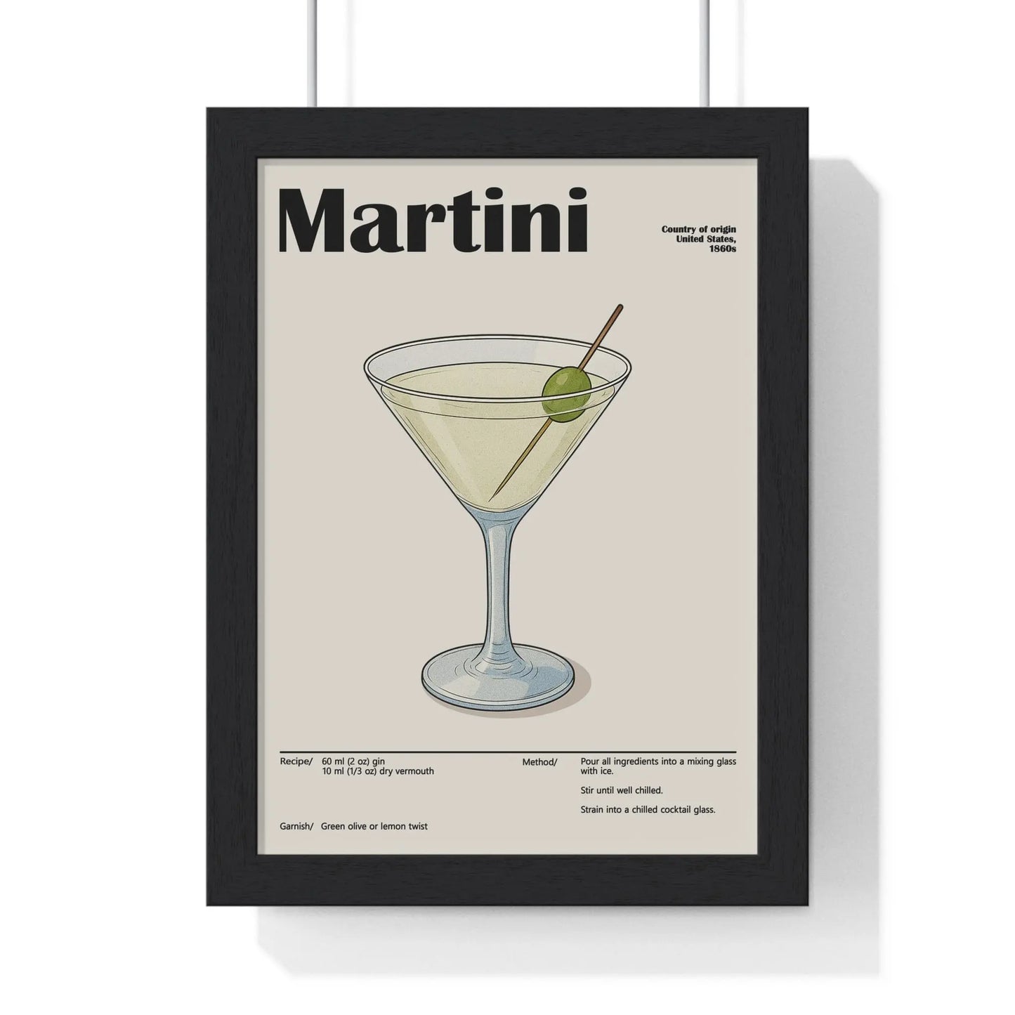 Cocktail Poster Martini Cocktail Poster – Timeless Gin Drink Wall Art – Framed or Unframed Poster Kingz