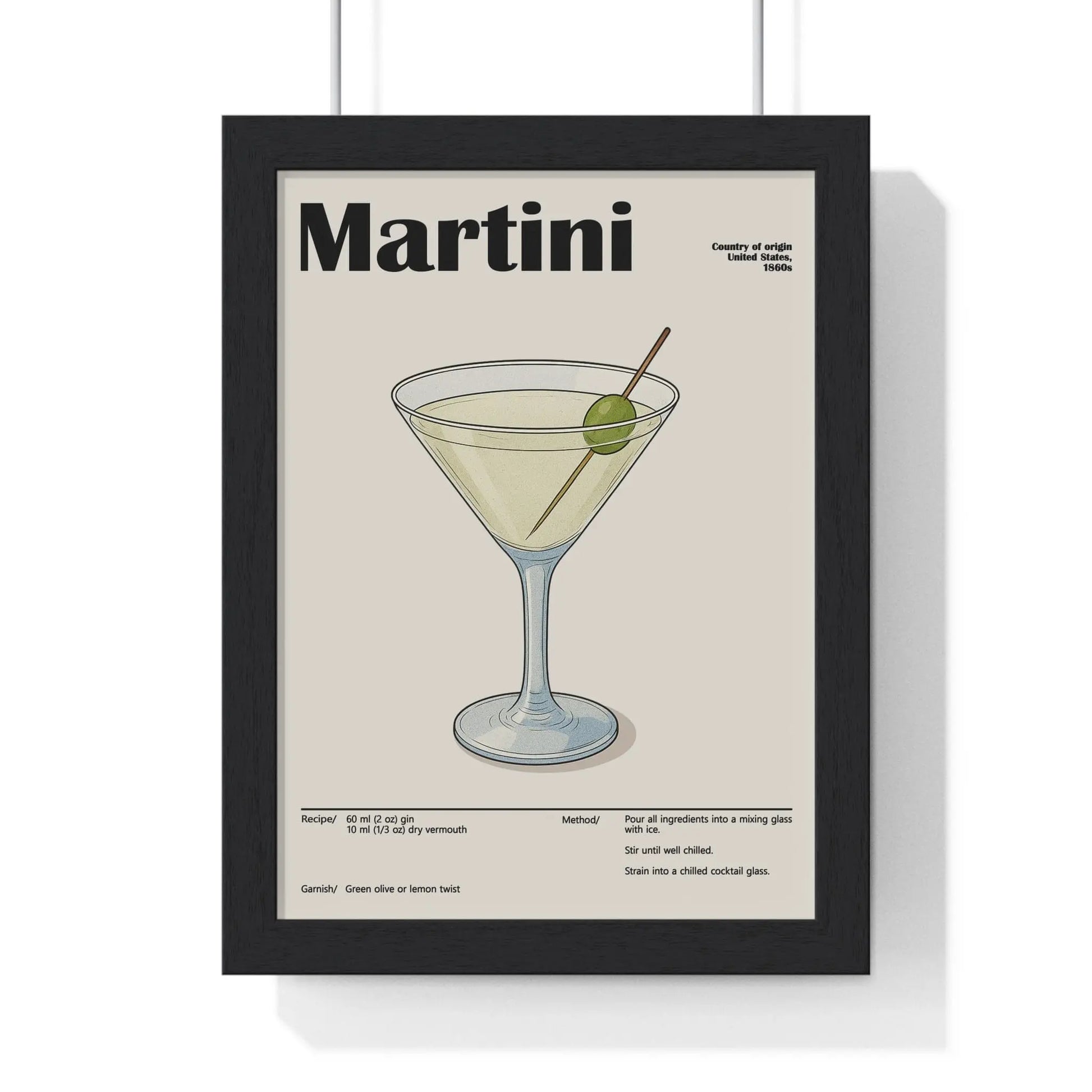 Cocktail Poster Martini Cocktail Poster – Timeless Gin Drink Wall Art – Framed or Unframed Poster Kingz