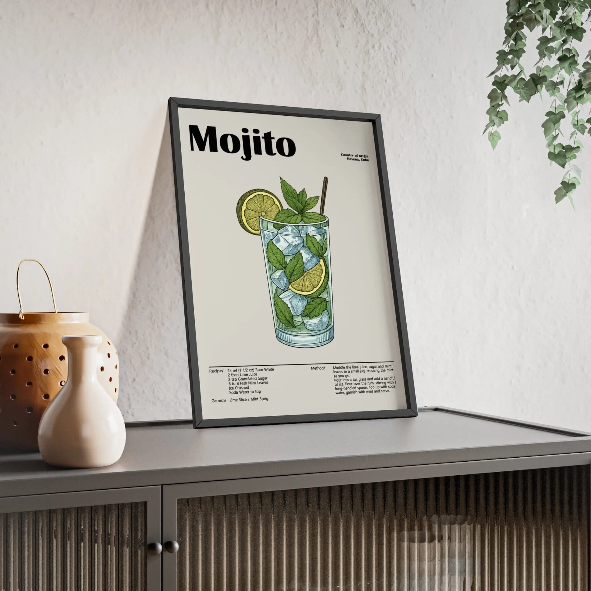 Cocktail Poster Mojito Cocktail Poster – Fresh Classic Drink Wall Art – Framed or Unframed Poster Kingz