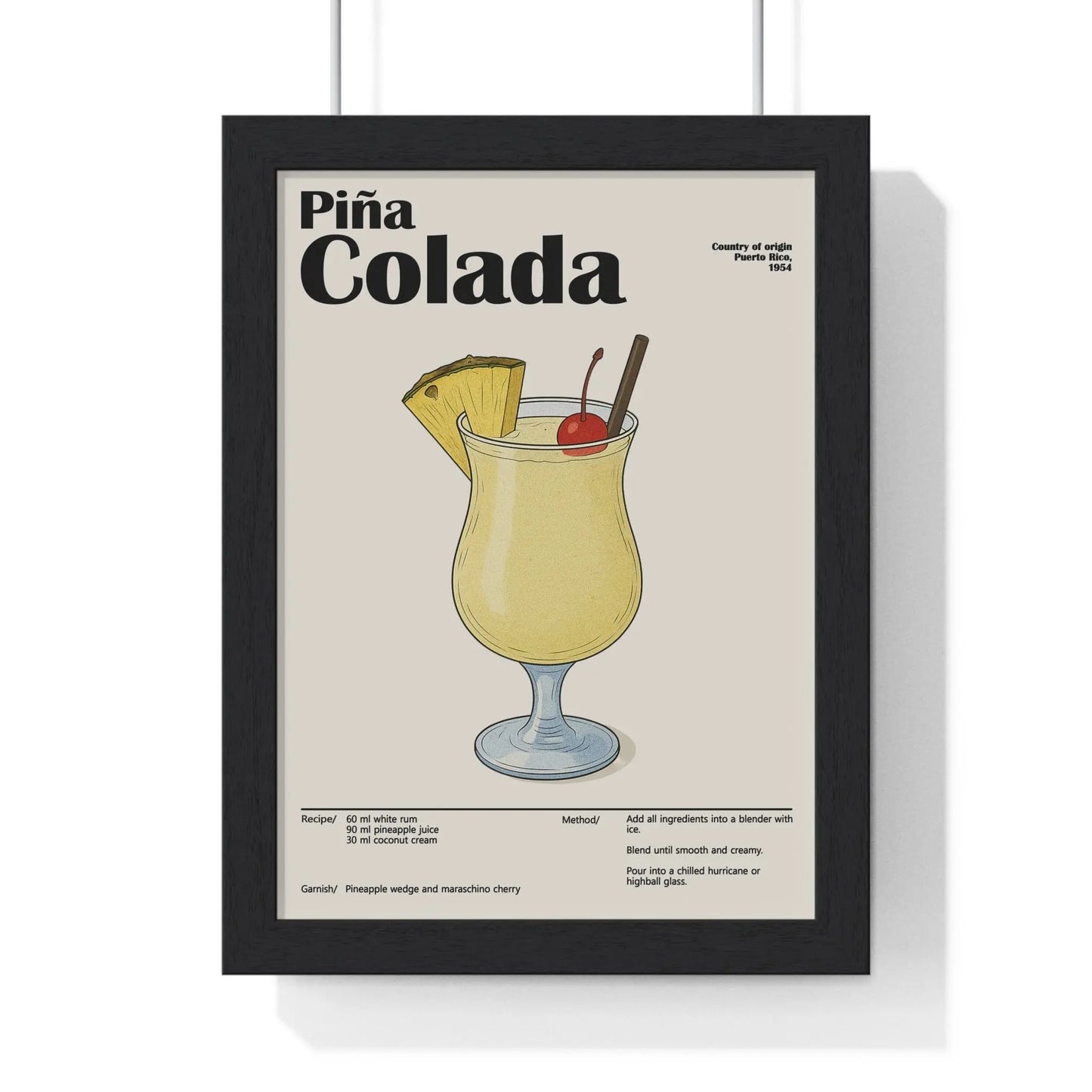 Cocktail Poster Piña Colada Cocktail Poster – Tropical Drink Wall Art – Framed or Unframed Poster Kingz