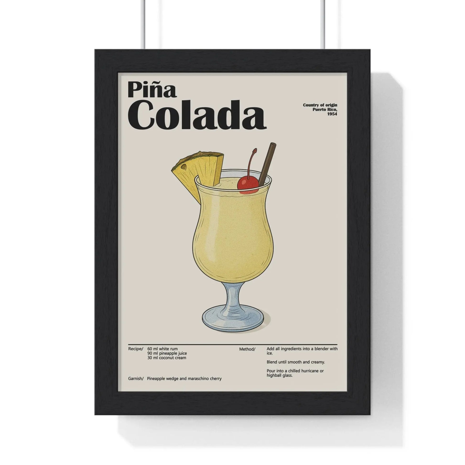 Cocktail Poster Piña Colada Cocktail Poster – Tropical Drink Wall Art – Framed or Unframed Poster Kingz