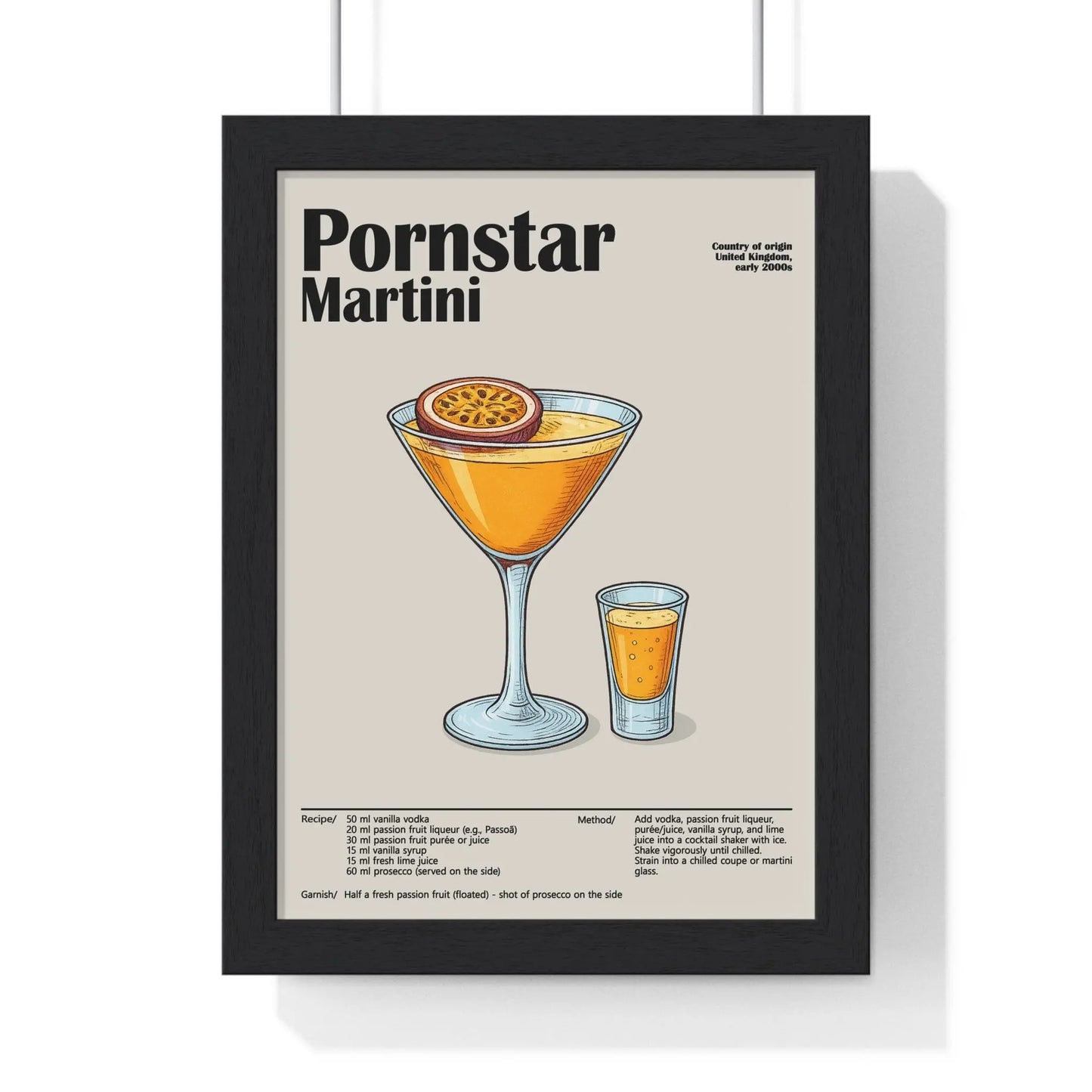 Cocktail Poster Pornstar Martini Cocktail Poster – Bold Party Drink Wall Art – Framed or Unframed Poster Kingz