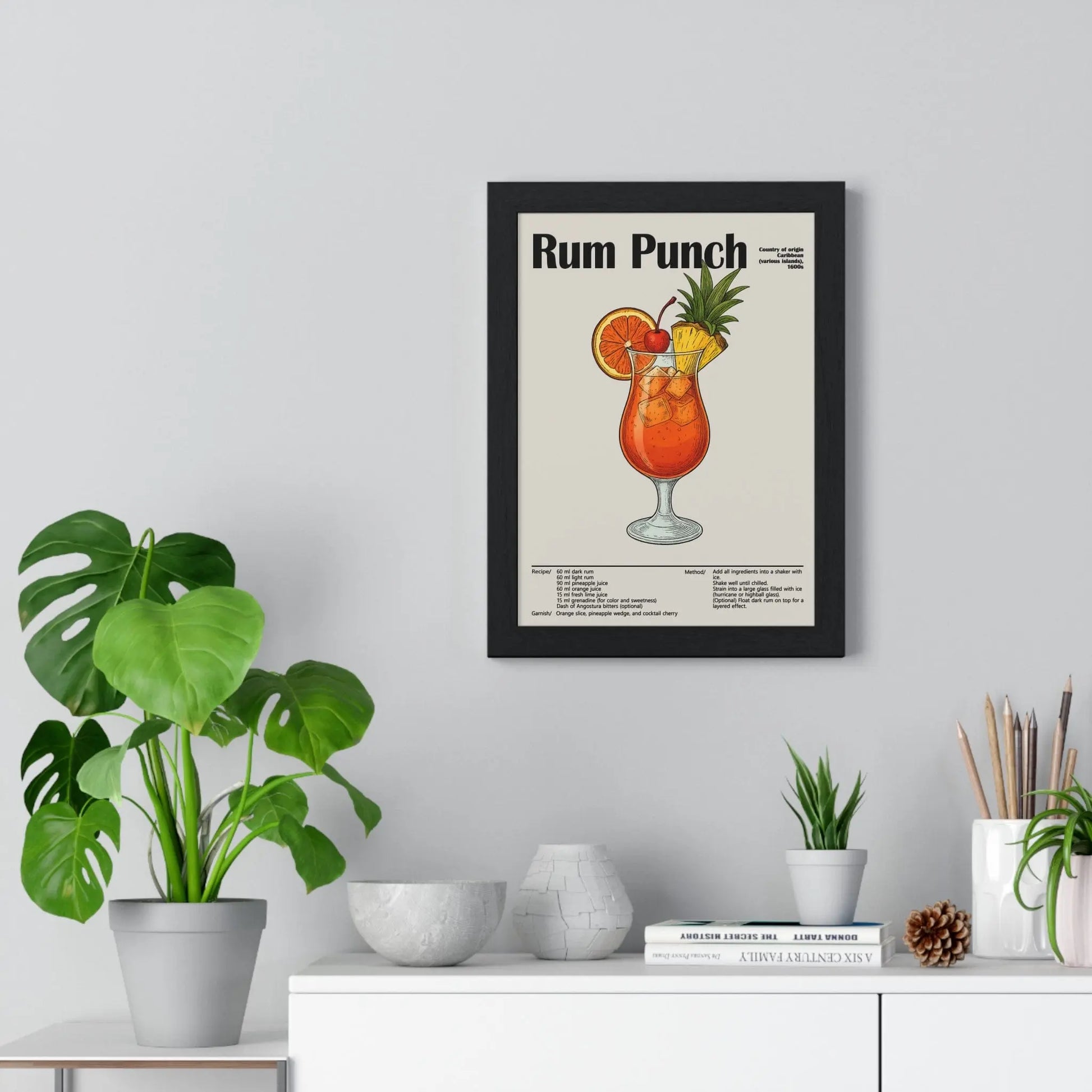 Cocktail Poster Rum Punch Cocktail Poster – Caribbean Classic Drink Art – Framed or Unframed Poster Kingz