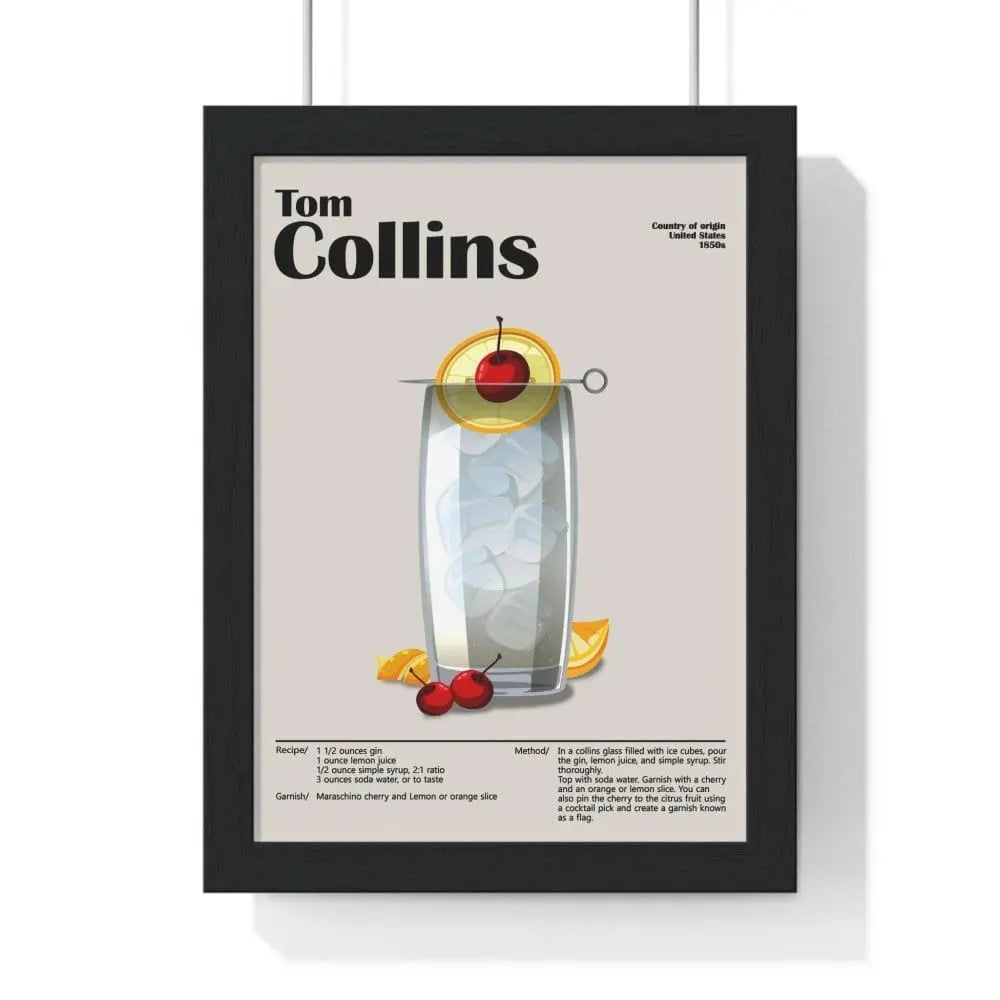 Cocktail Poster Tom Collins Cocktail Poster – Classic Drink Wall Art – Bar Decor Print Poster Kingz