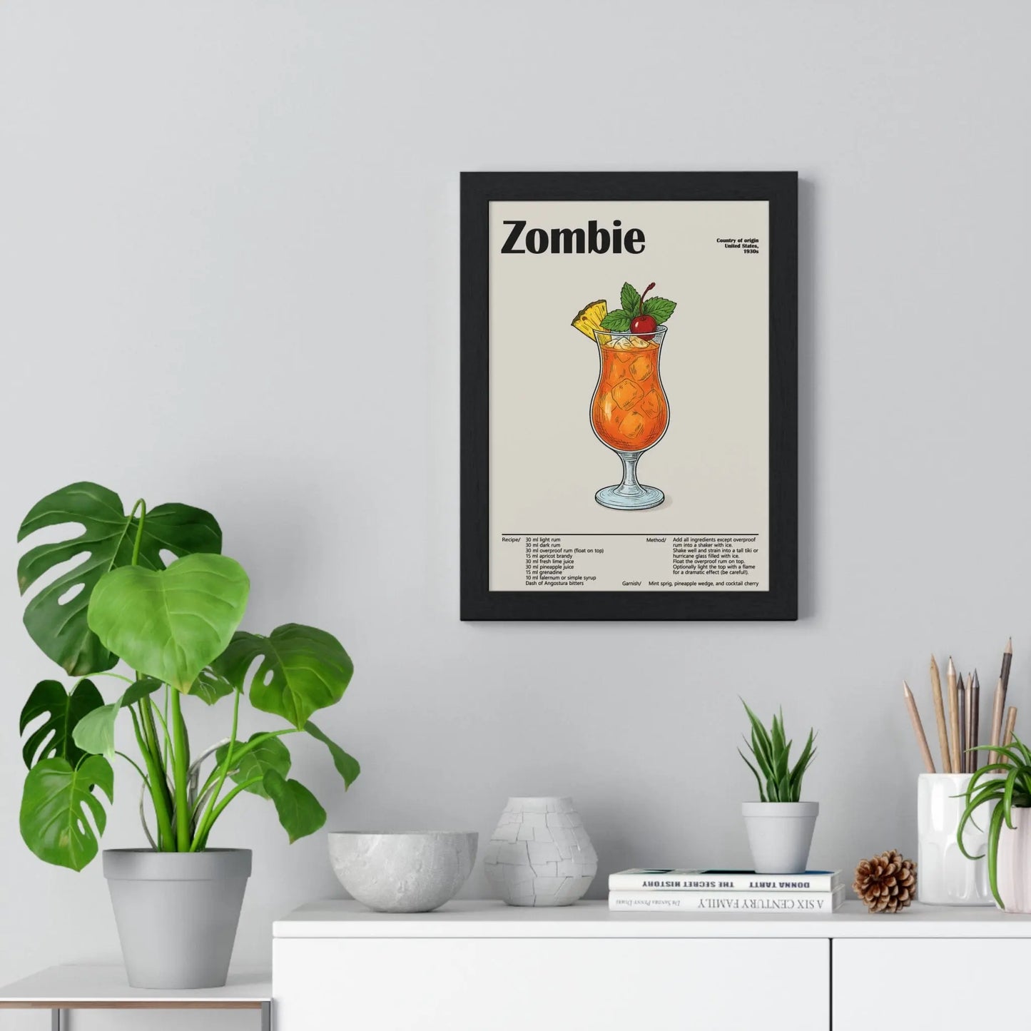 Cocktail Poster Zombie Cocktail Poster – Bold Tiki Bar Wall Art – Framed or Unframed Poster Kingz