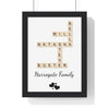 Personalised crossword puzzle art poster created with family names
