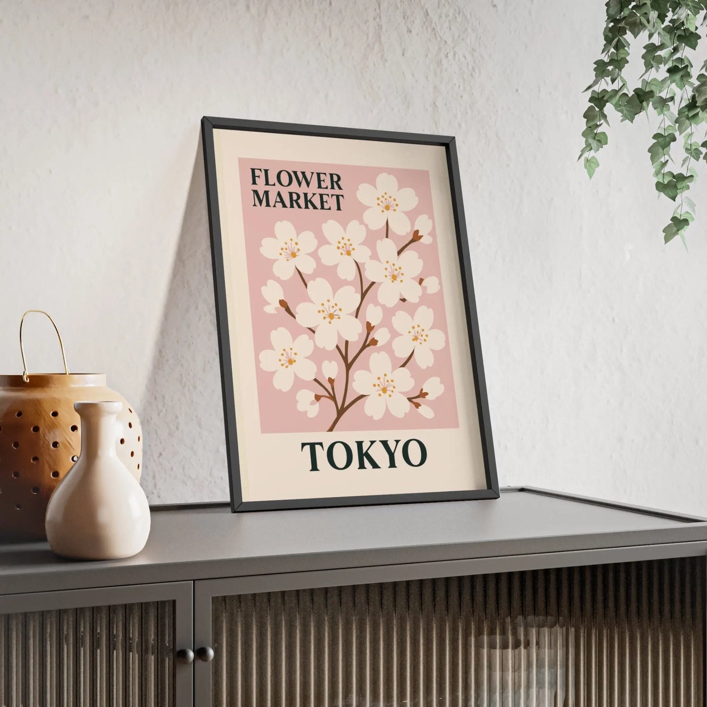 Flower Market Flower Market Tokyo Poster | Cherry Blossom Wall Art | Vintage Botanical Print Poster Kingz