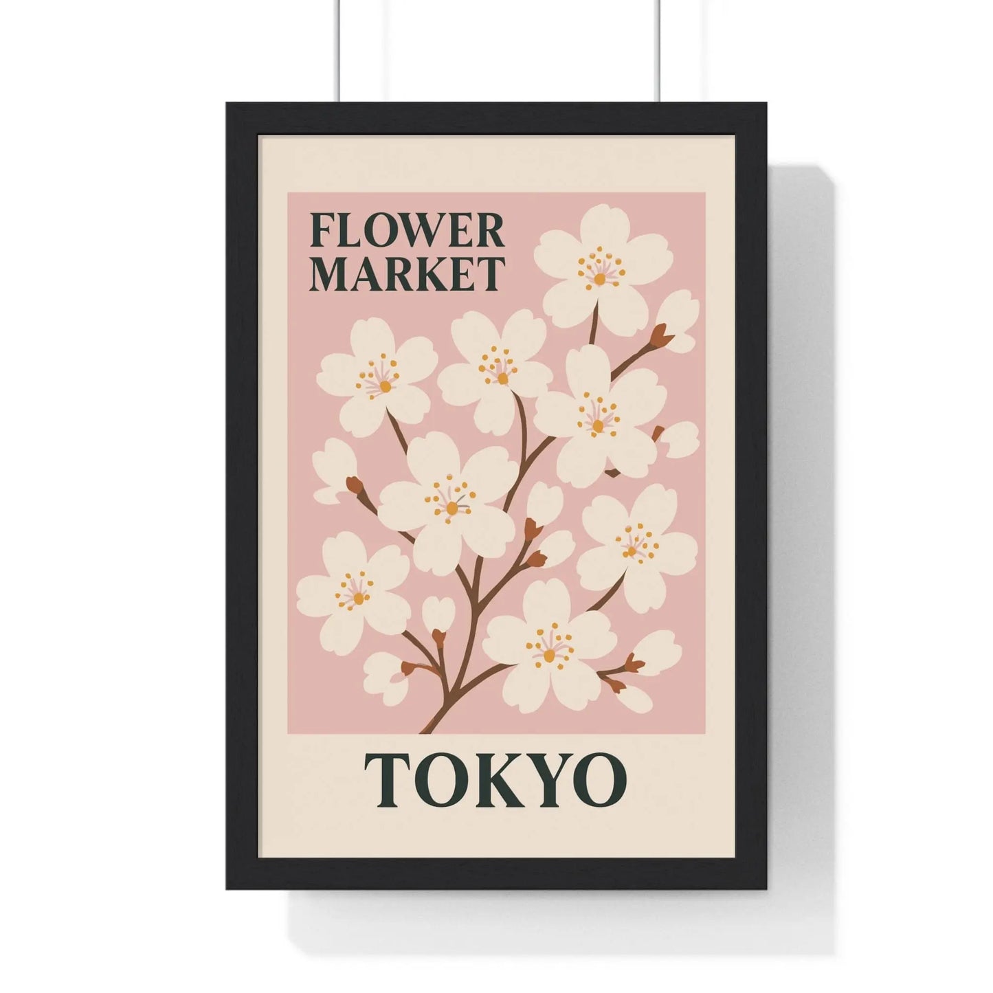 Flower Market Flower Market Tokyo Poster | Cherry Blossom Wall Art | Vintage Botanical Print Poster Kingz