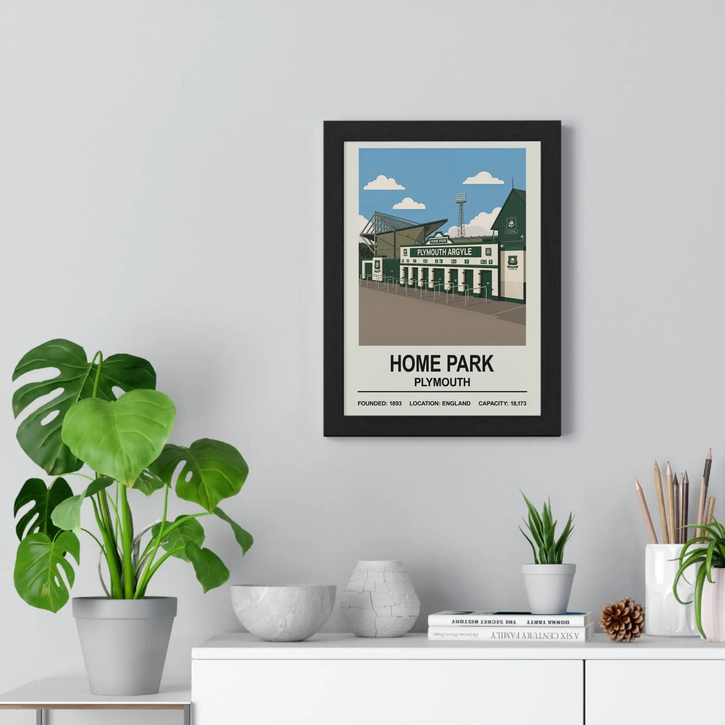 Football artwork of Plymouth Argyle’s Home Park stadium for fans