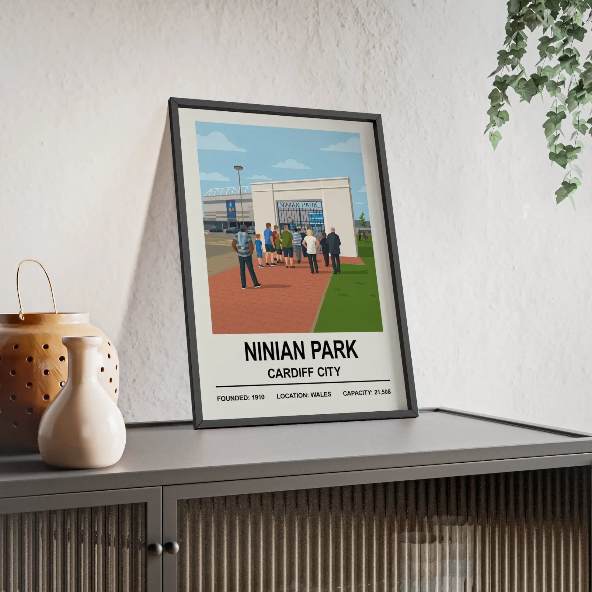 Ninian Park Cardiff City football artwork for Bluebirds fans