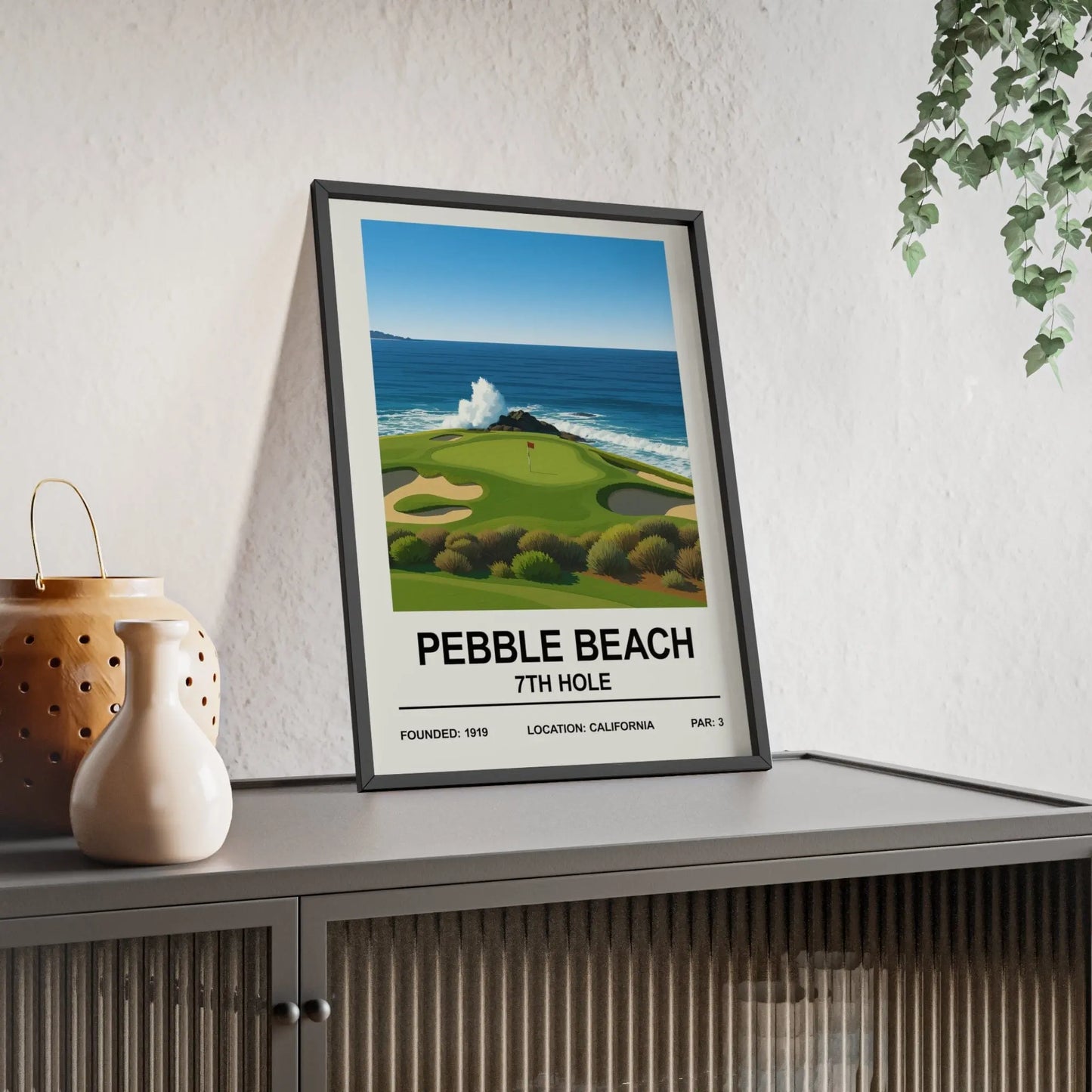 Iconic Grounds Pebble Beach – 7th Hole Golf Stadium Poster Print | Iconic Wall Art Poster Kingz