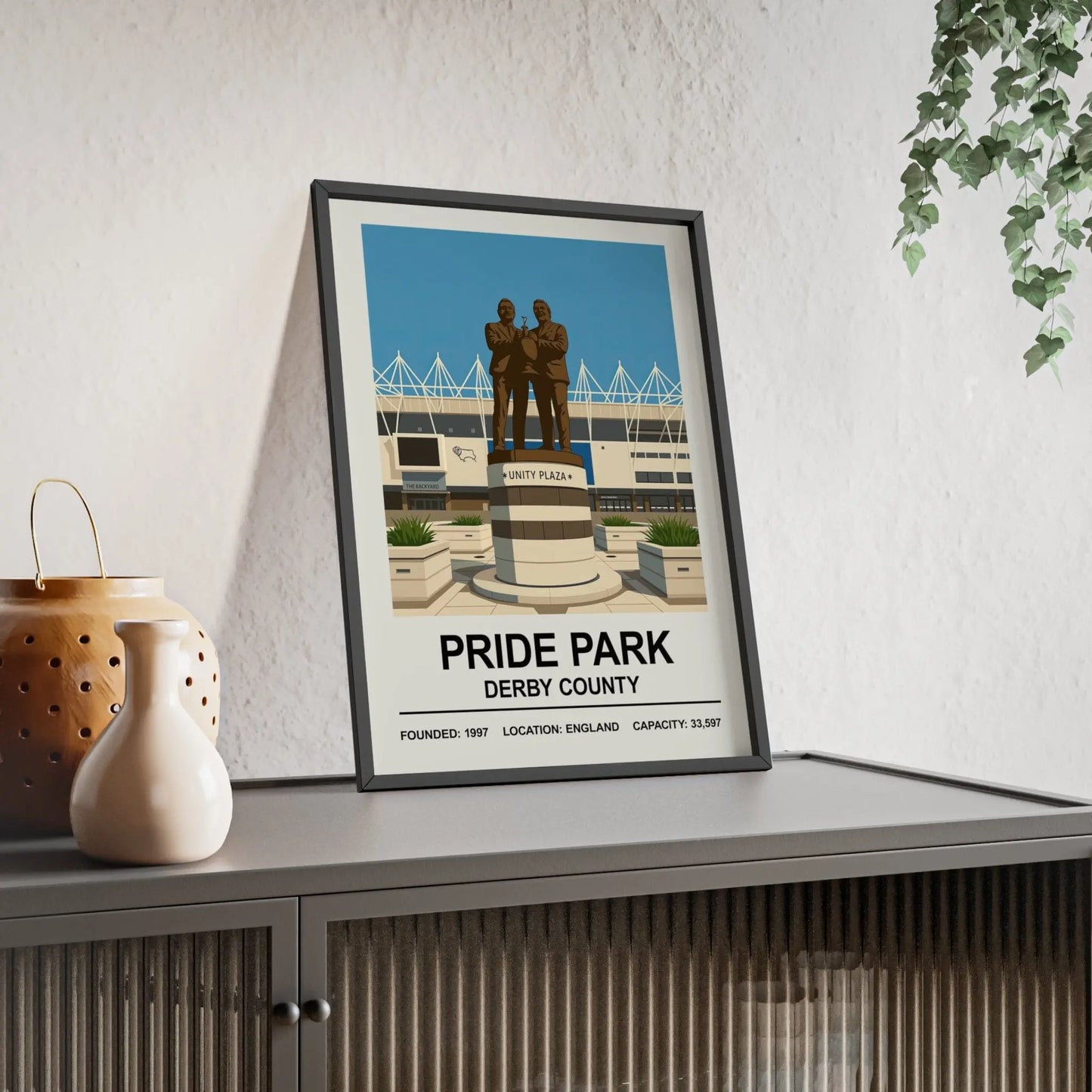 Illustration of Derby County’s Pride Park home decor print
