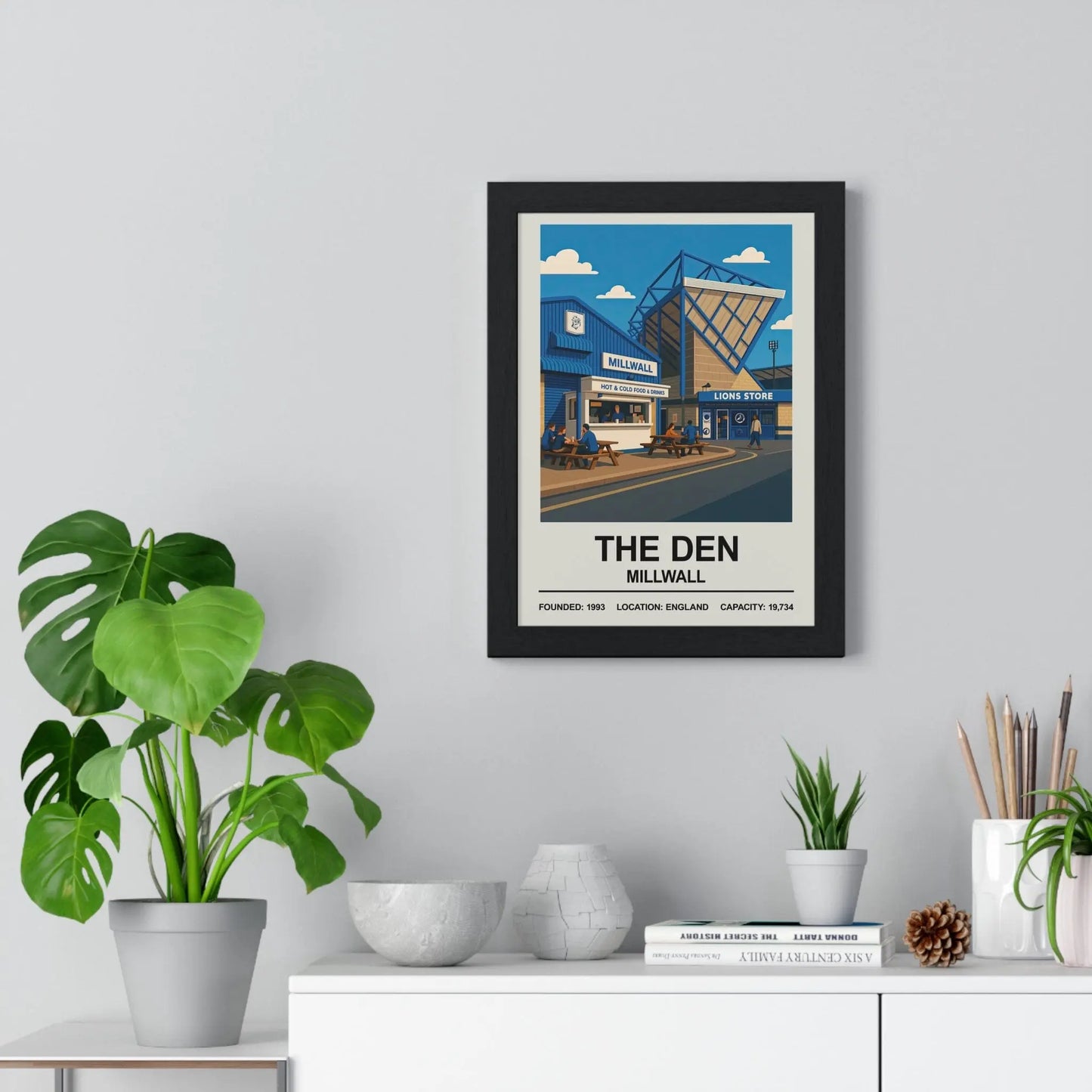 Millwall stadium illustration framed football art