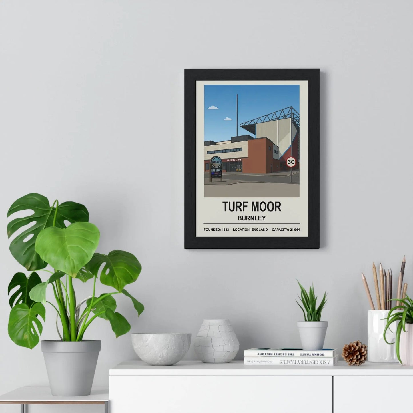 Burnley Turf Moor stadium artwork print for football fans
