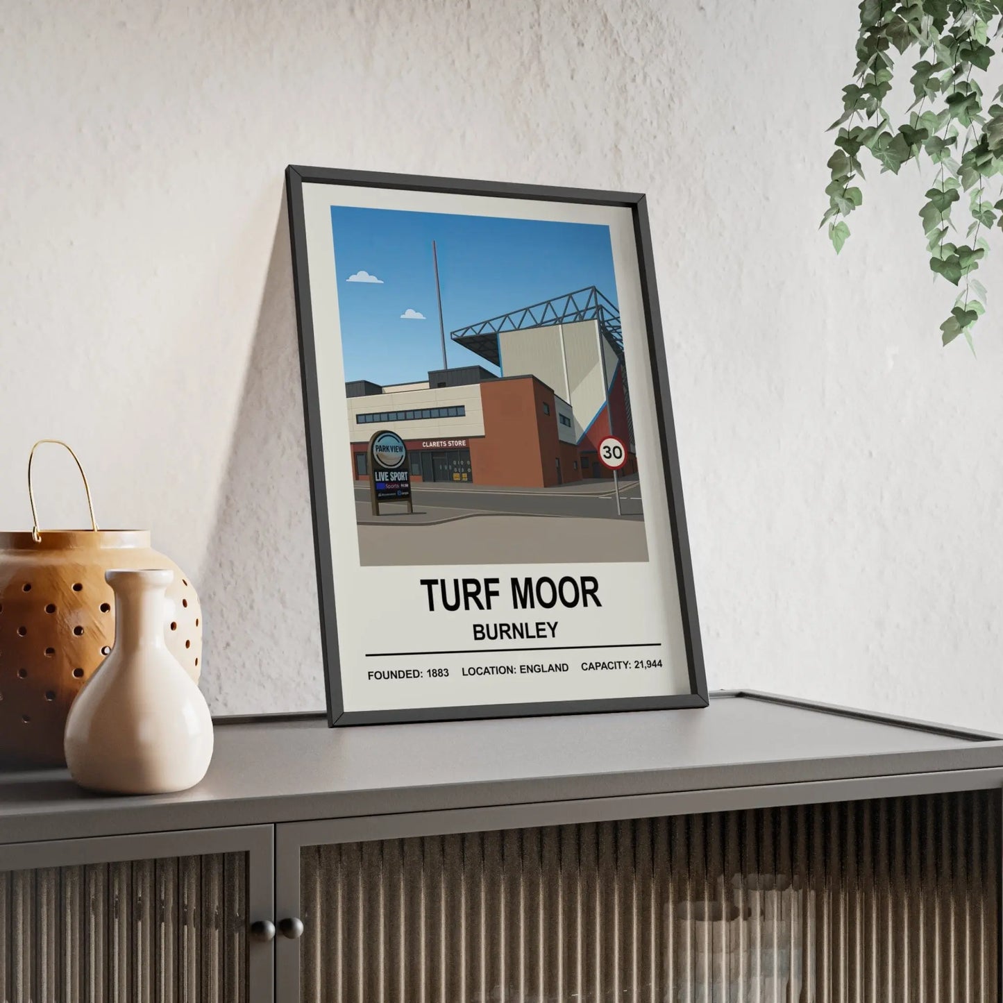 Illustration of Burnley Turf Moor stadium home decor