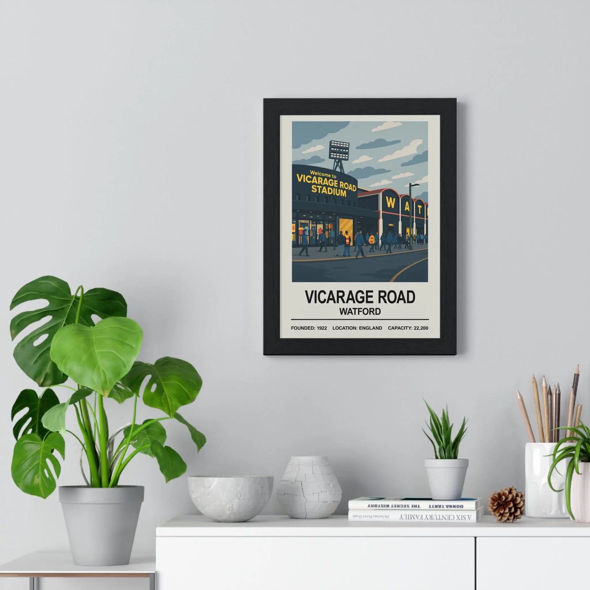 Watford FC Vicarage Road stadium artwork print for fans