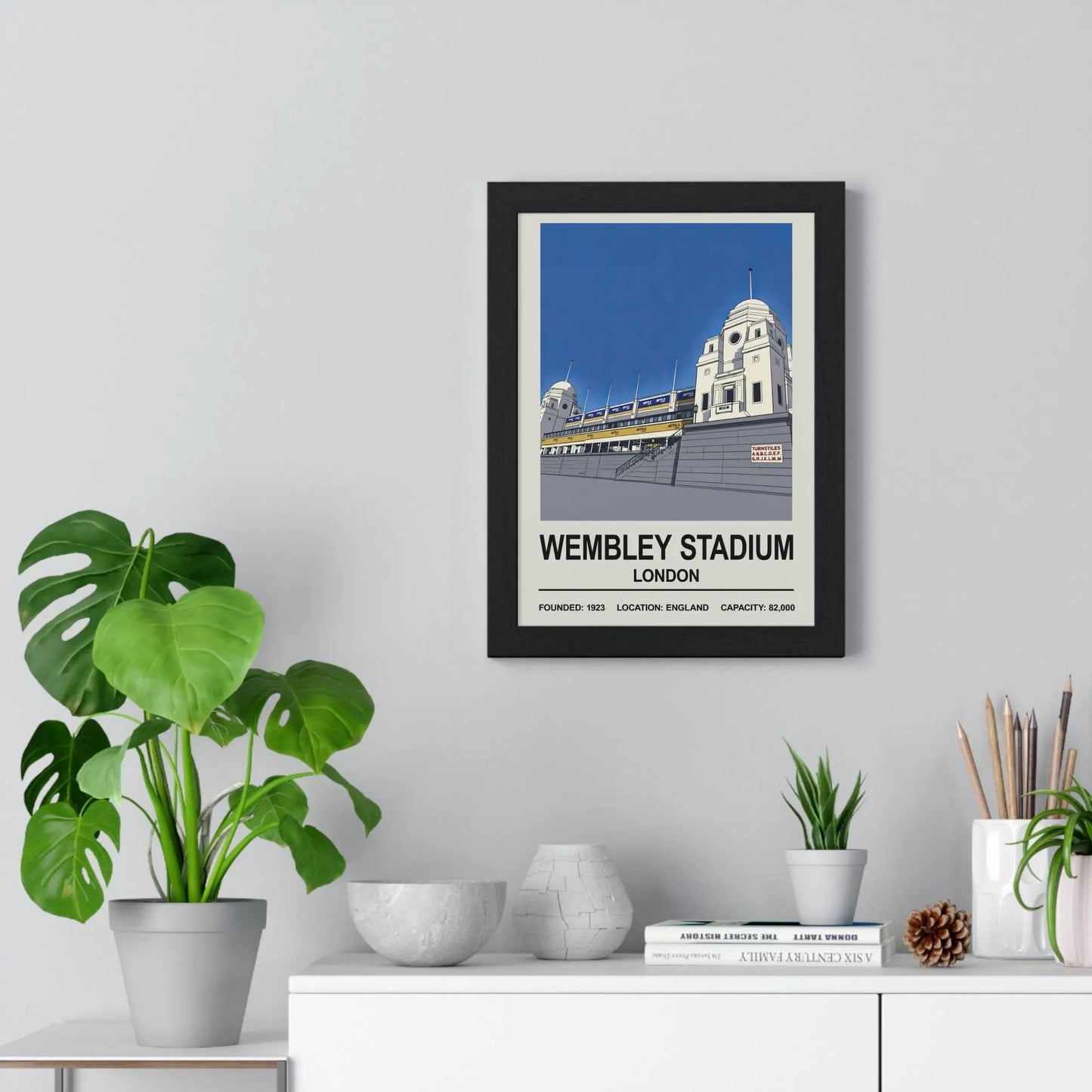 Historic Wembley Twin Towers football artwork for fans