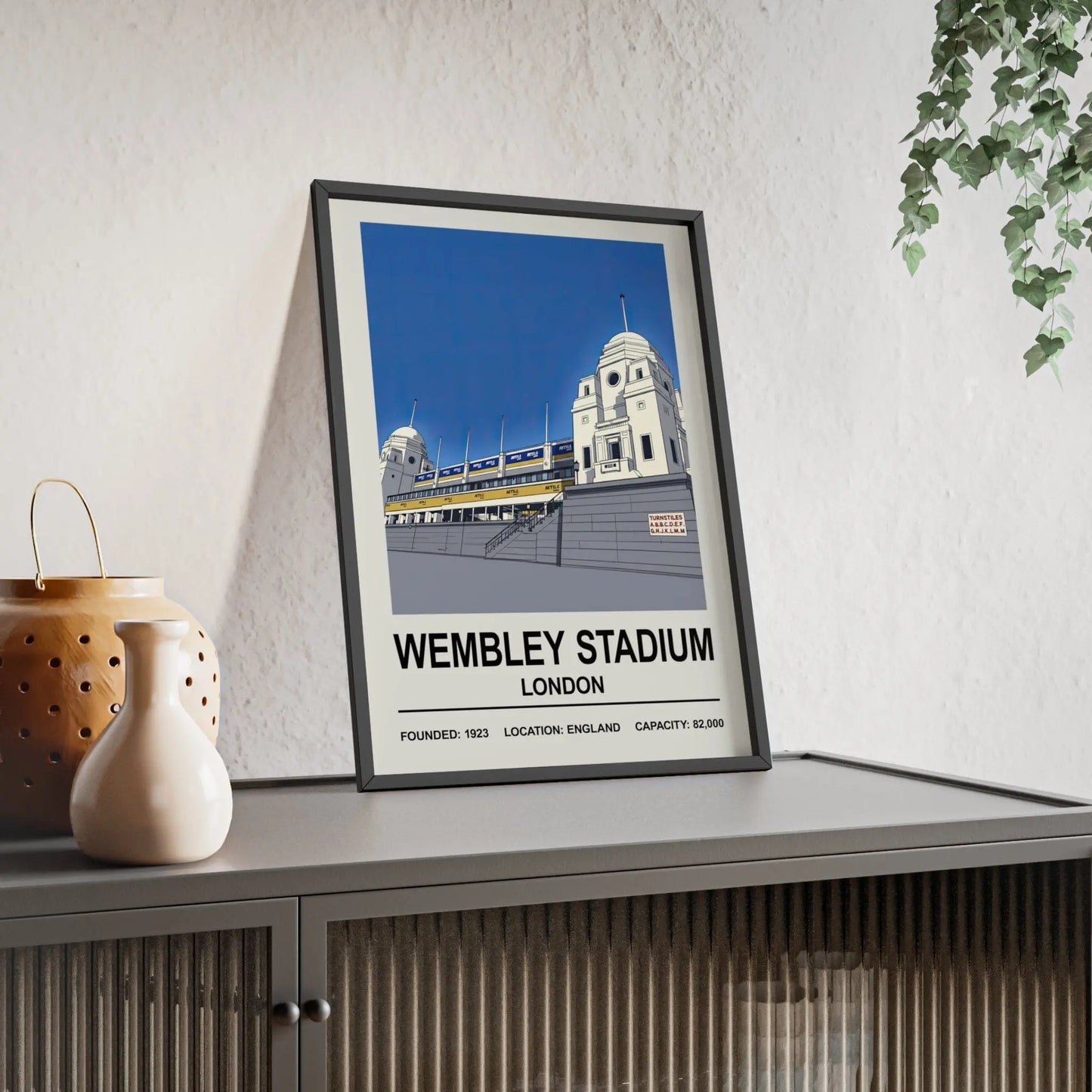 Illustration of old Wembley Stadium Twin Towers football decor