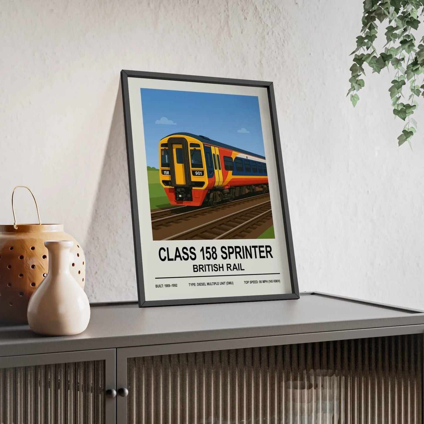 Iconic Train Class 158 Sprinter Poster | British Rail Diesel Multiple Unit Wall Art Poster Kingz