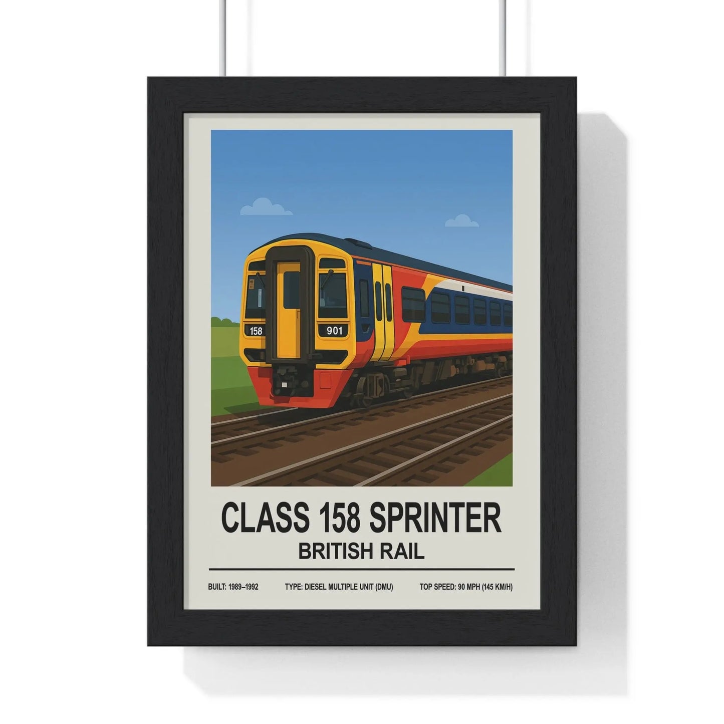 Iconic Train Class 158 Sprinter Poster | British Rail Diesel Multiple Unit Wall Art Poster Kingz