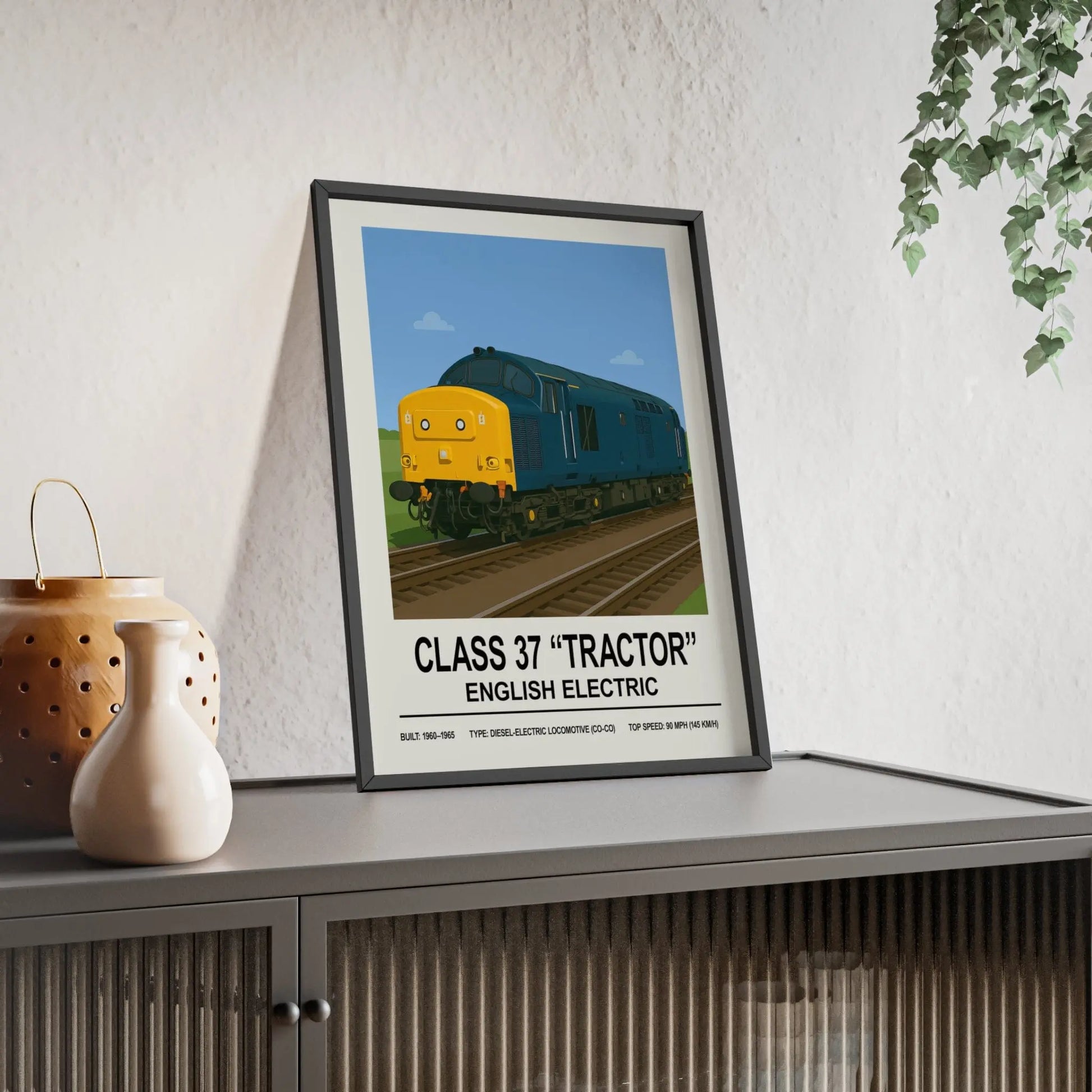 Iconic Train Class 37 “Tractor” English Electric Poster | Diesel Locomotive Wall Art Poster Kingz