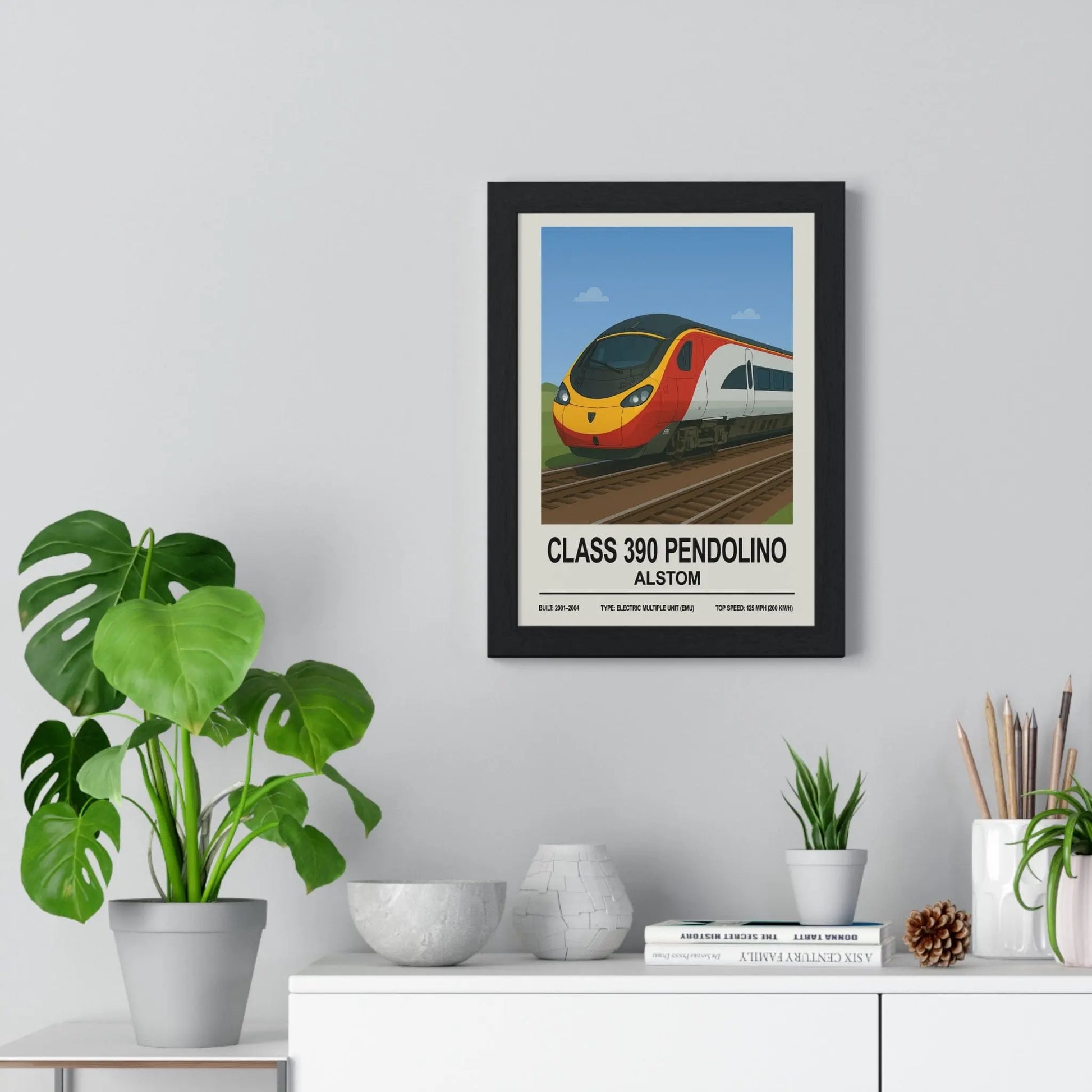 Iconic Train Class 390 Pendolino Poster | Virgin Trains Wall Art | Modern British Rail Poster Kingz