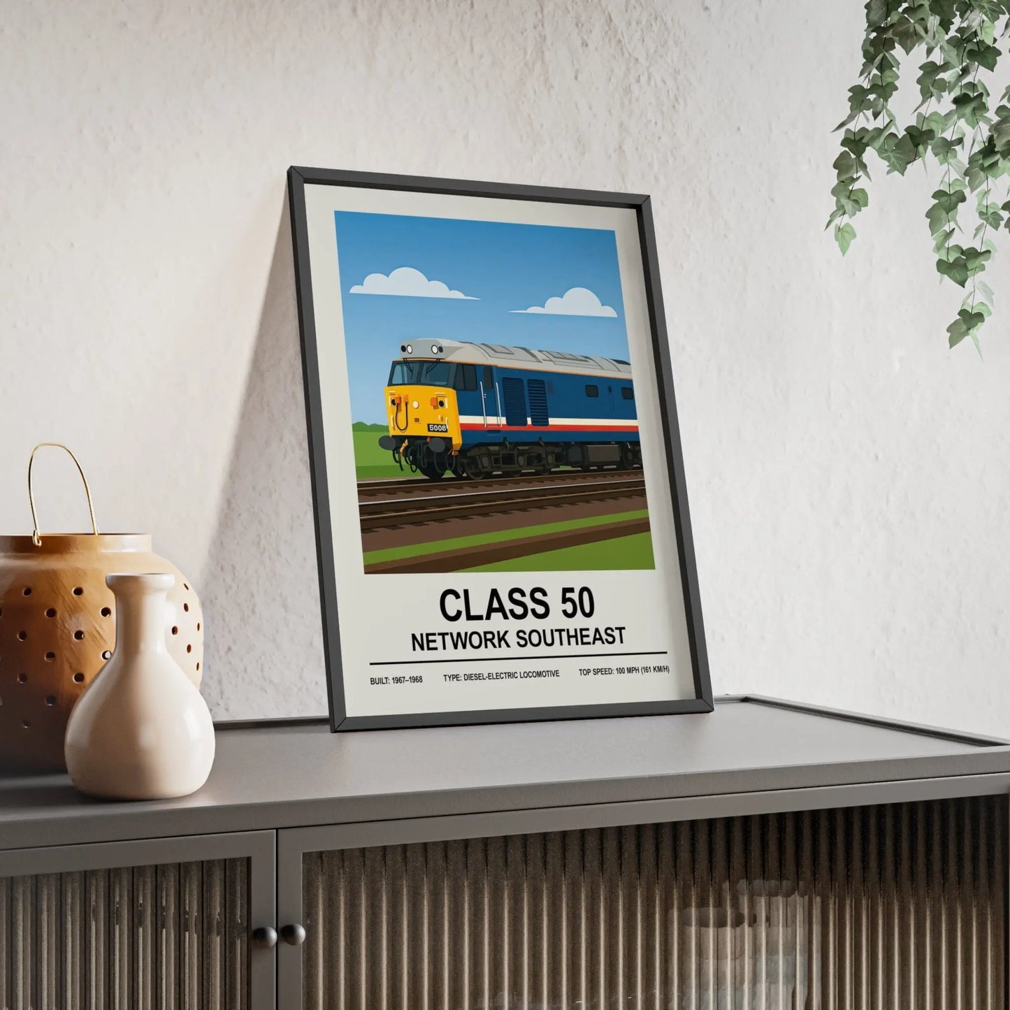 Iconic Train Class 50 Network Southeast Poster | Diesel Locomotive Railway Wall Art Poster Kingz