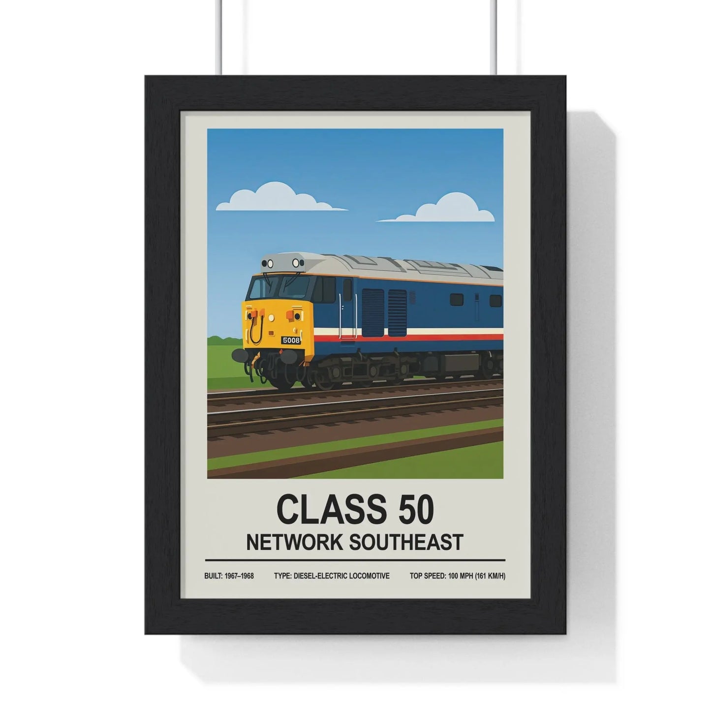 Iconic Train Class 50 Network Southeast Poster | Diesel Locomotive Railway Wall Art Poster Kingz