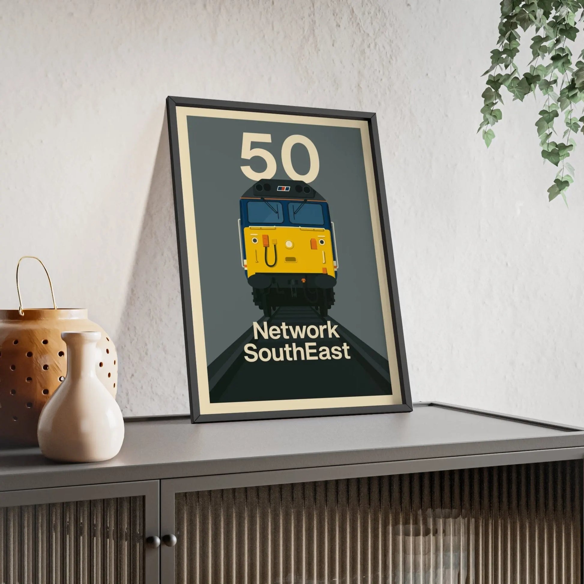 Iconic Train Class 50 Network Southeast Train Poster – Retro Railway Wall Art Print Poster Kingz