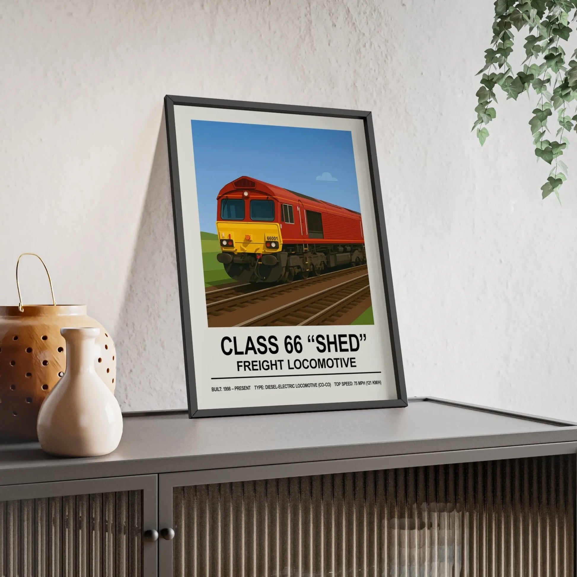 Iconic Train Class 66 Poster | “Shed” Freight Locomotive Diesel Train Wall Art Poster Kingz