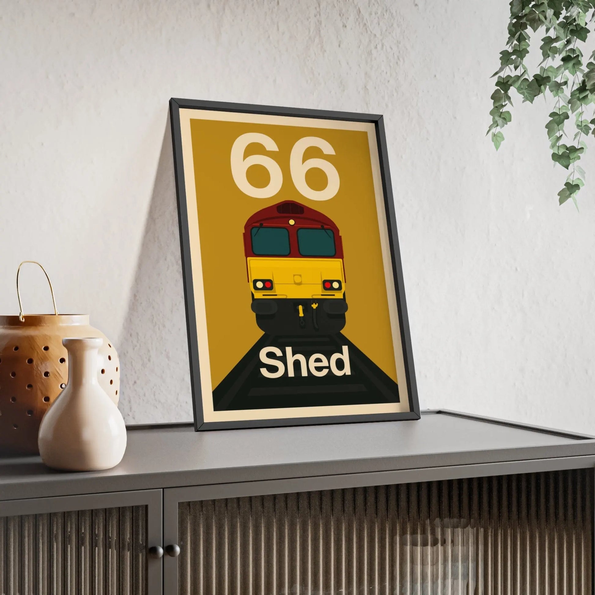 Iconic Train Class 66 Shed Train Poster – EWS Locomotive Wall Art for Railway Fans Poster Kingz