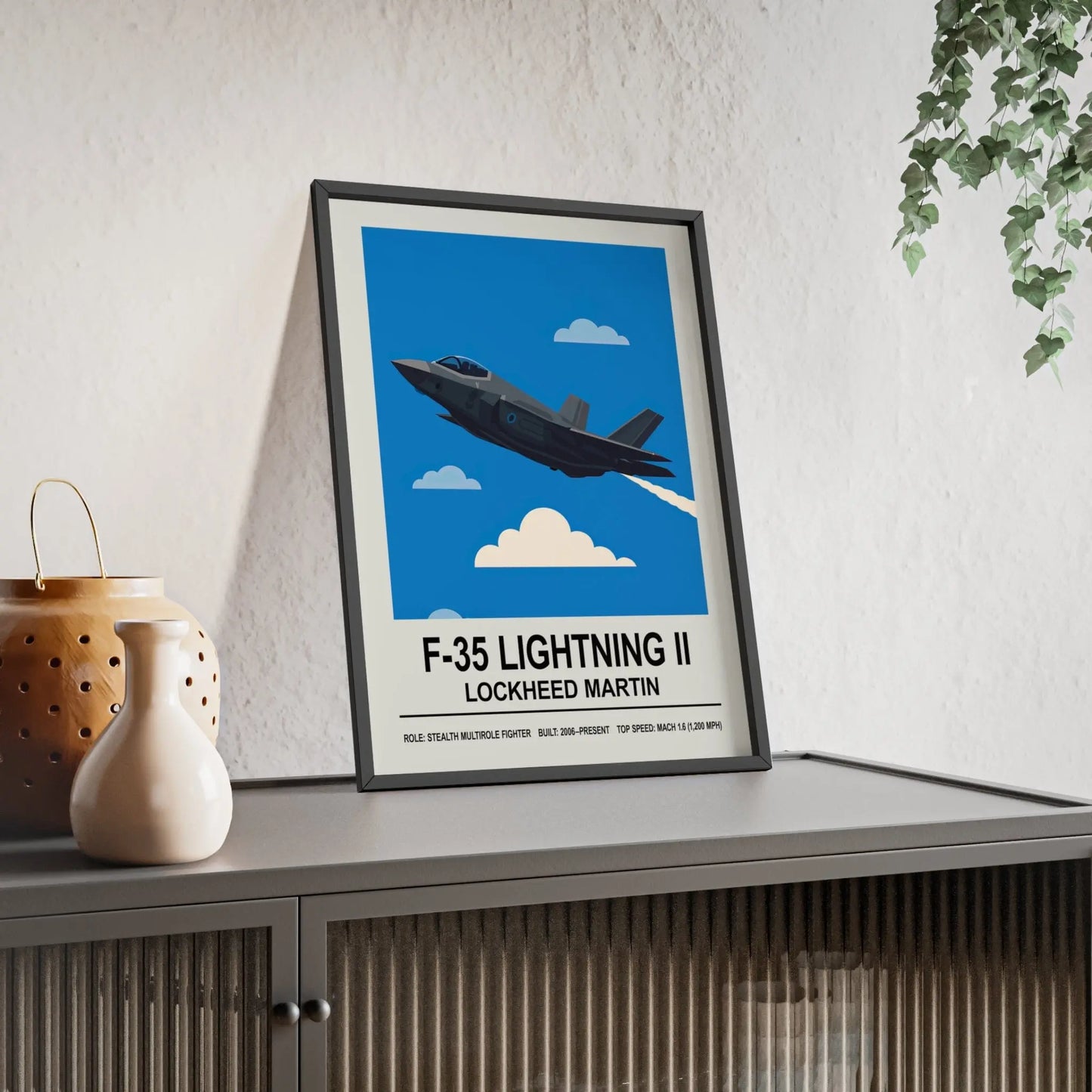 Iconic Train F-35 Lightning II Poster | Stealth Fighter Jet Wall Art Poster Kingz