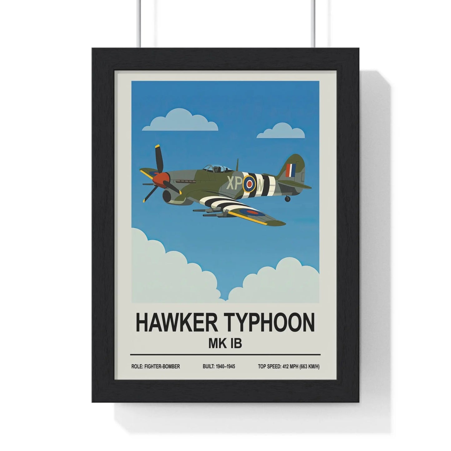 Iconic Train Hawker Typhoon Poster | WWII Fighter-Bomber Plane Print Poster Kingz
