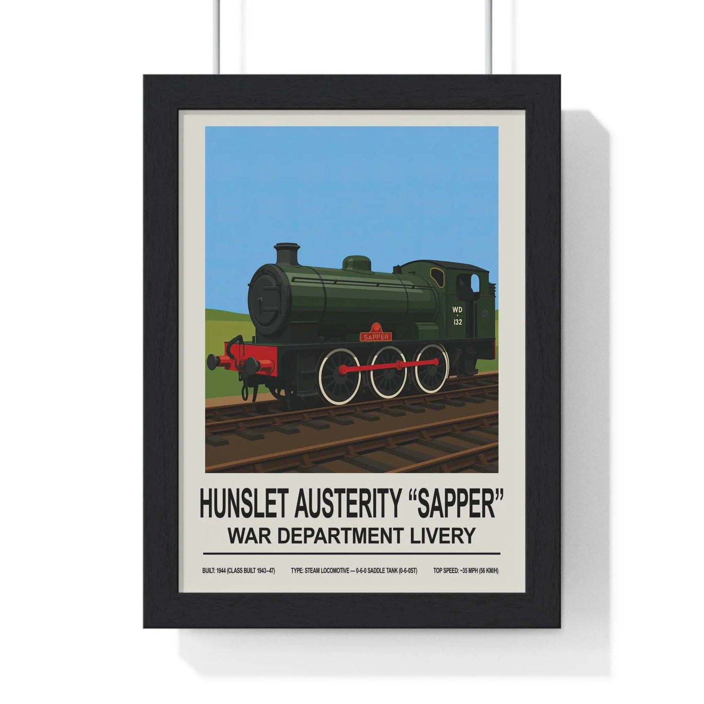Iconic Train Hunslet Austerity Sapper Poster | War Department Steam Train Print Poster Kingz