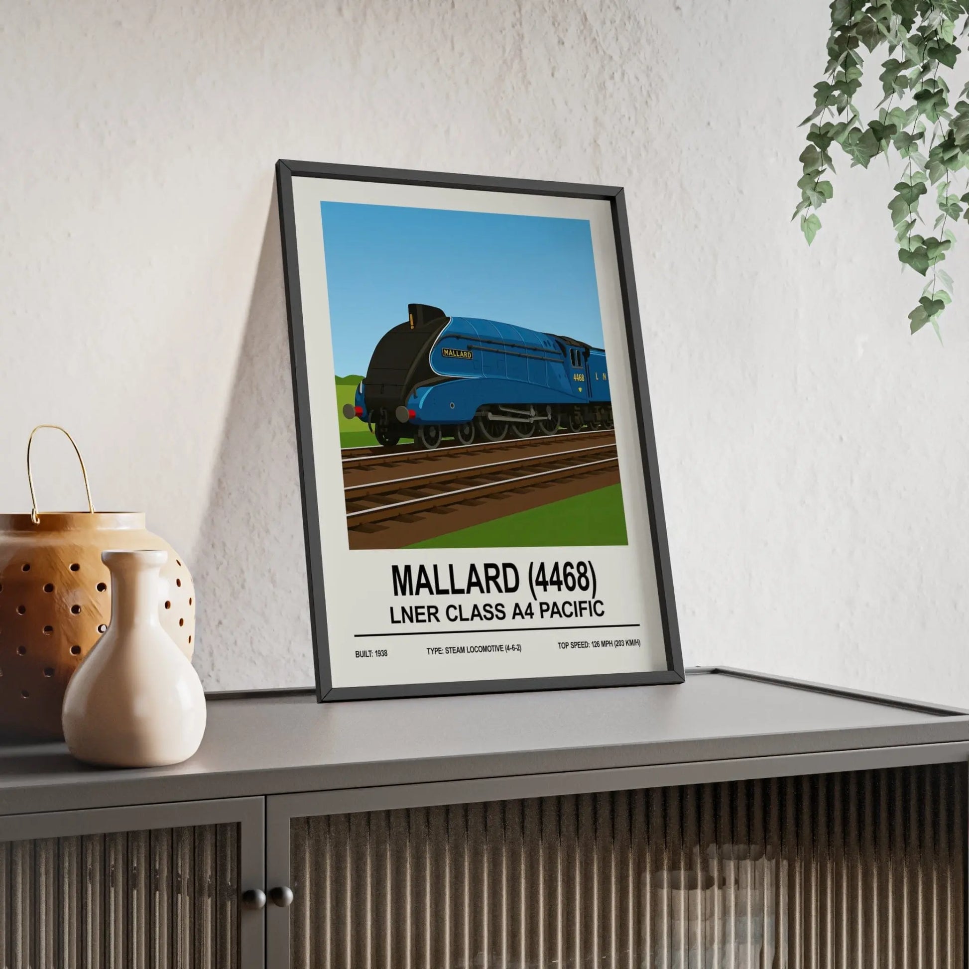 Iconic Train Mallard 4468 Poster | World’s Fastest Steam Locomotive Railway Wall Art Poster Kingz