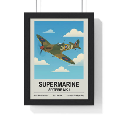 Iconic Train Spitfire Poster | Supermarine Spitfire Mk I Aviation Wall Art Poster Kingz