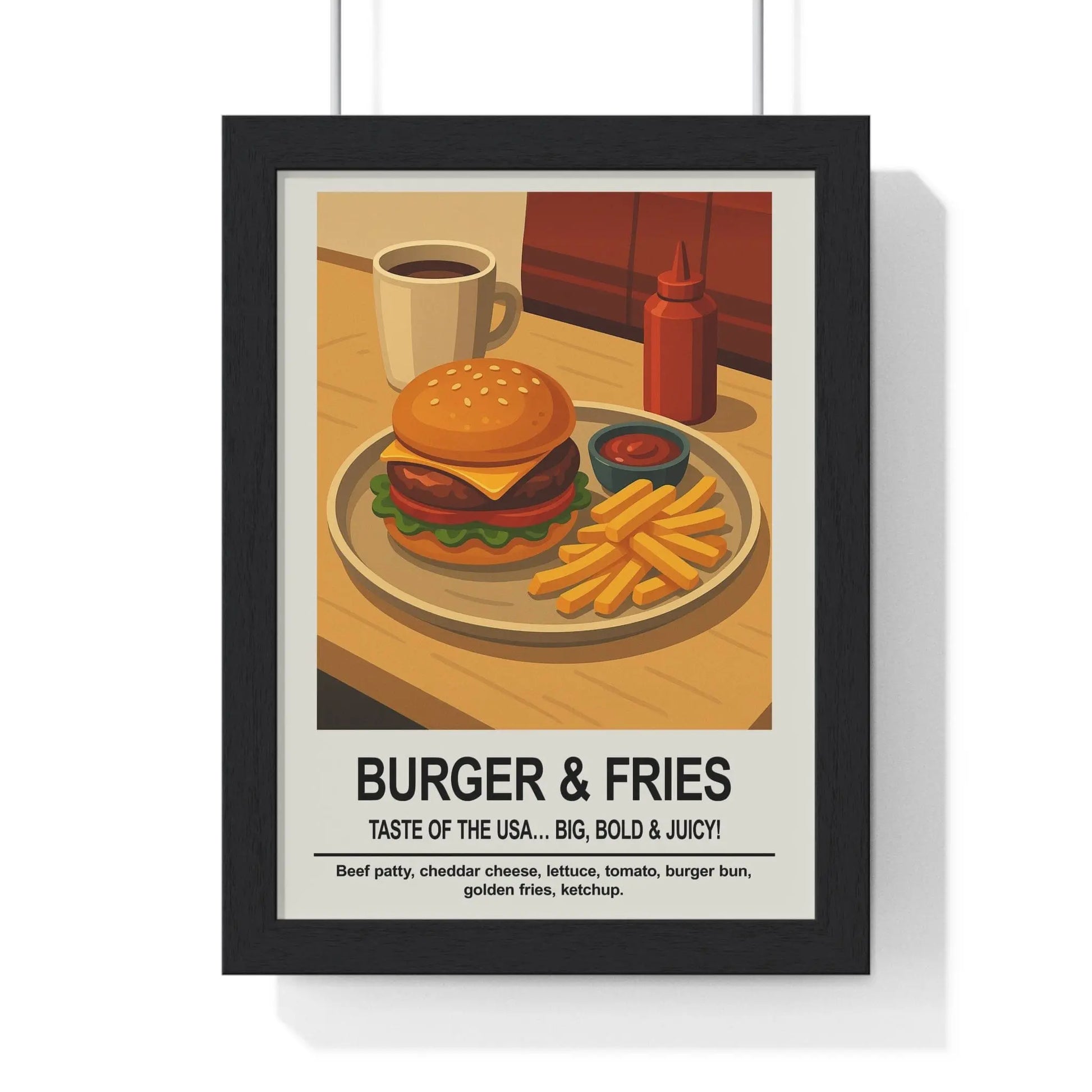 Kitchen Burger & Fries Wall Art – American Diner Kitchen Print Poster Kingz