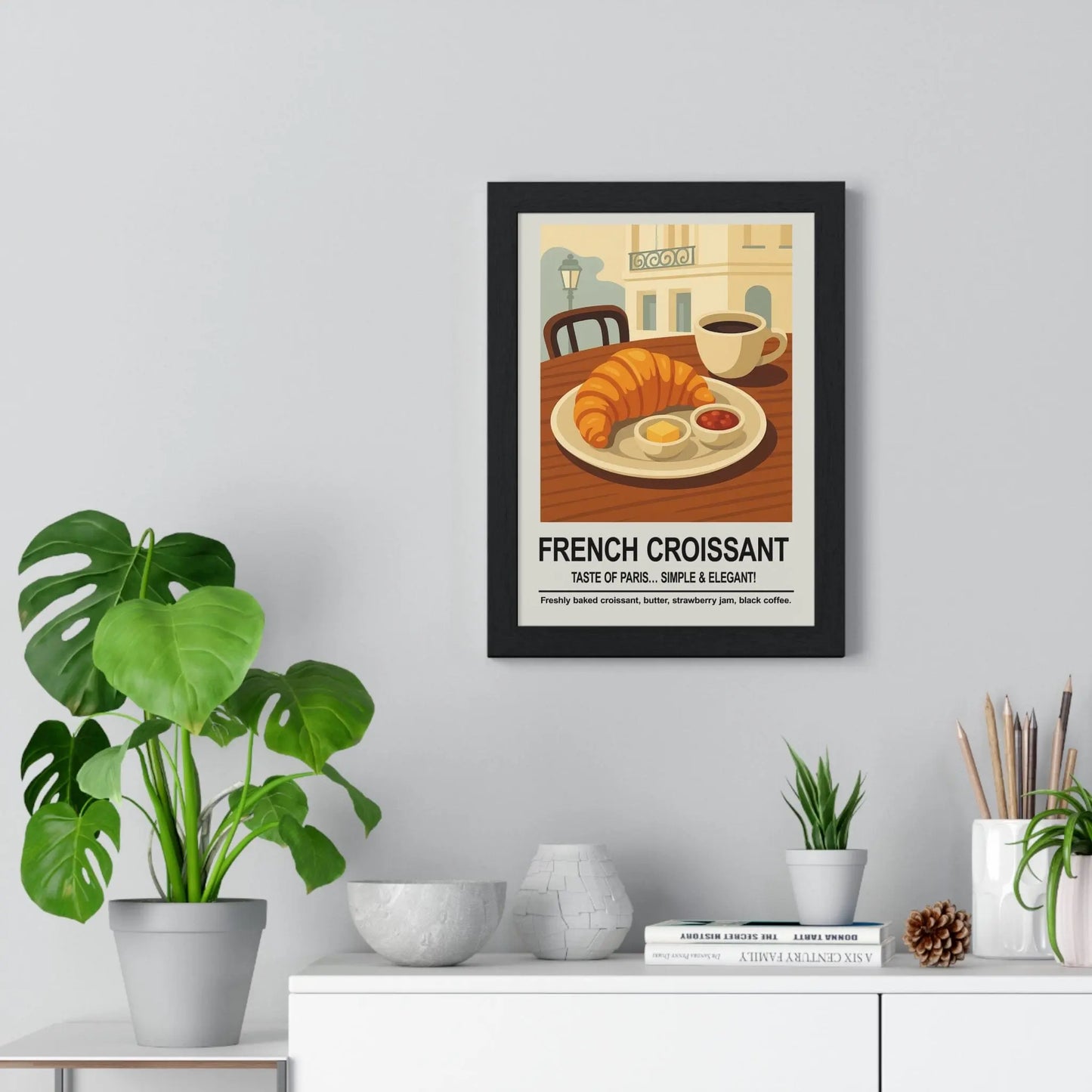 Kitchen French Croissant Wall Art – Paris Café Kitchen & Dining Room Print Poster Kingz