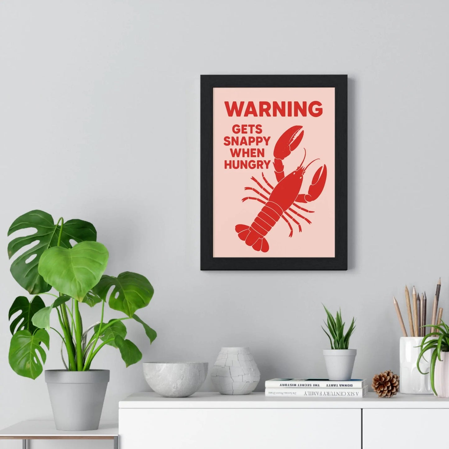 Red lobster illustration bold vintage food poster