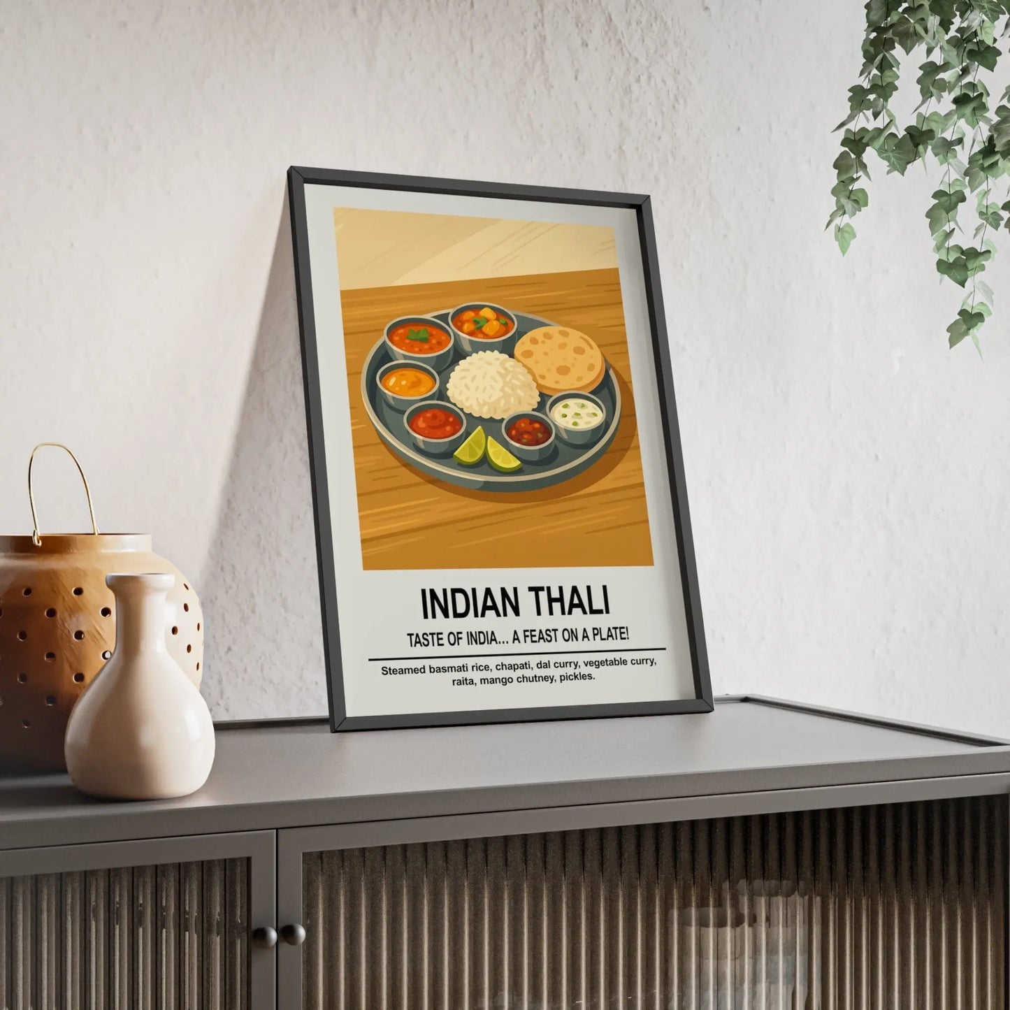 Kitchen Indian Thali Wall Art – Indian Kitchen & Dining Room Décor Print Poster Kingz
