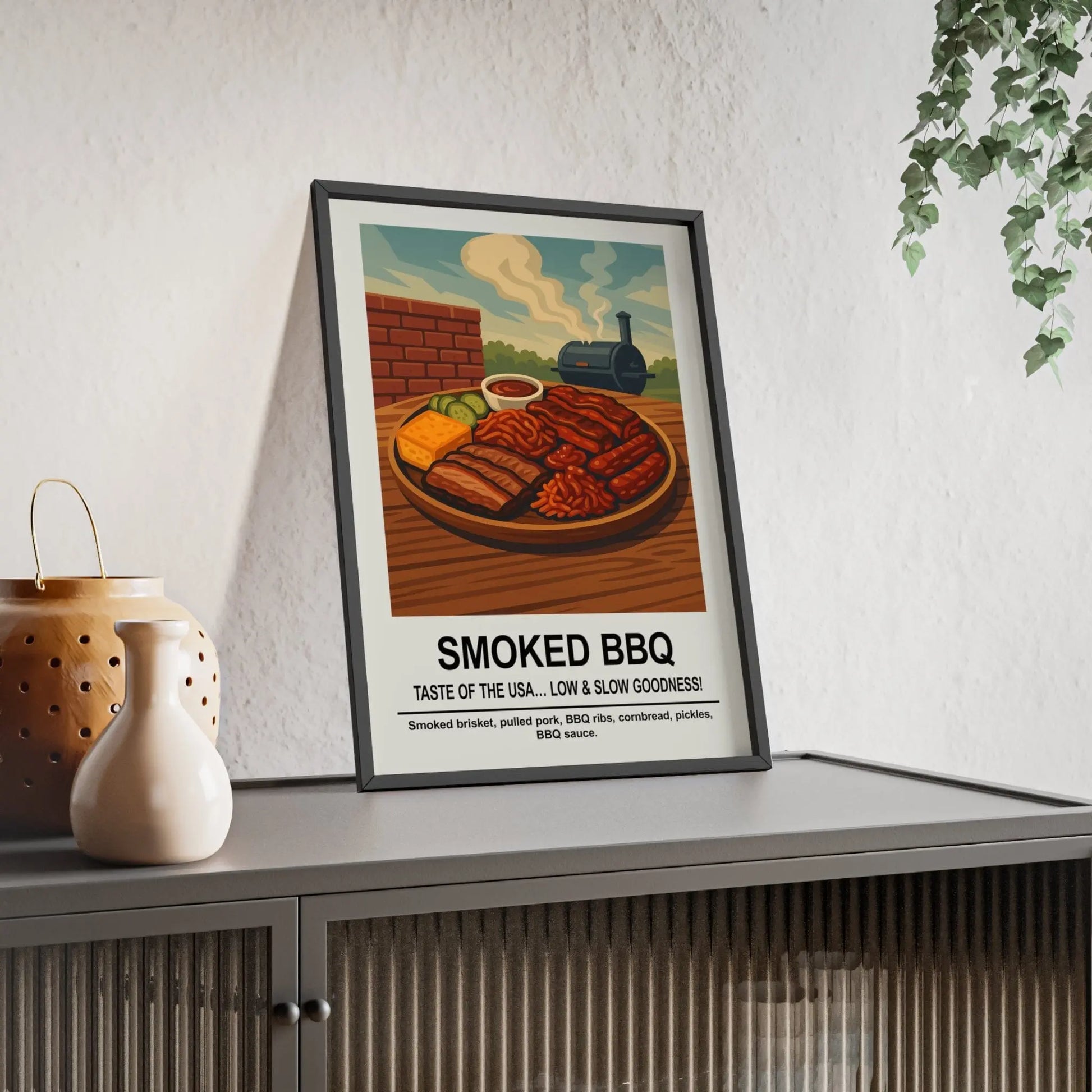 Kitchen Smoked BBQ Poster | American Barbecue Kitchen Wall Art Poster Kingz