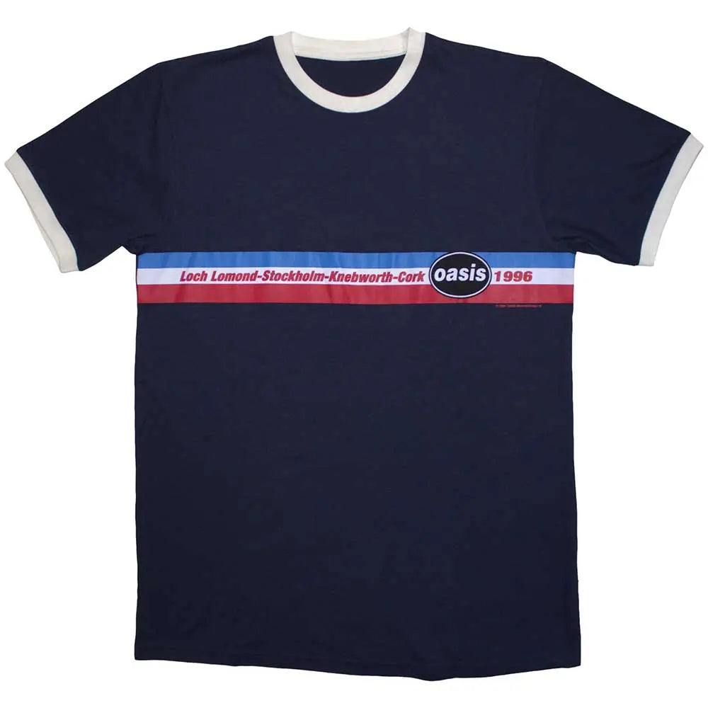 Oasis 1996 Tour Ringer T-Shirt – Navy Blue (Official Merchandise) Poster Kingz