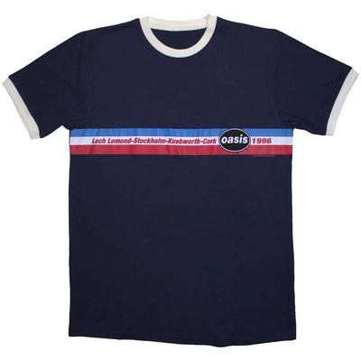 Oasis 1996 Tour Ringer T-Shirt – Navy Blue (Official Merchandise) Poster Kingz