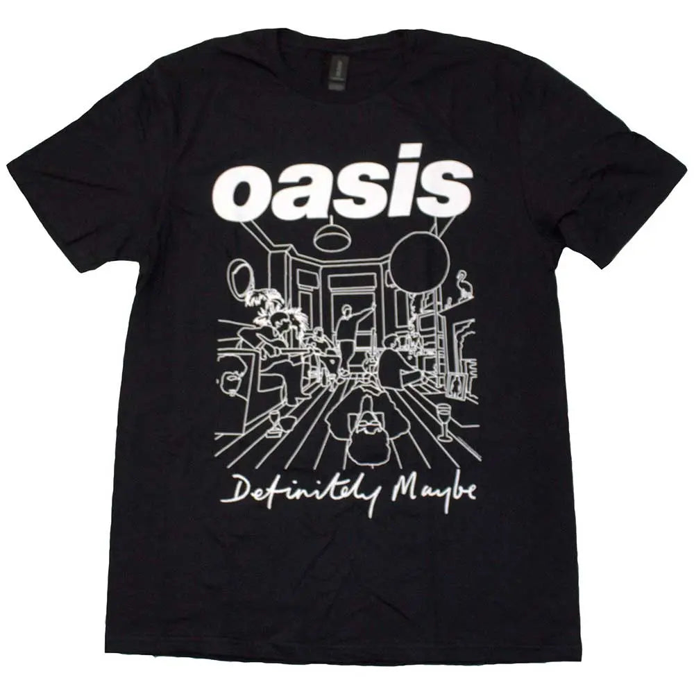 Oasis “Definitely Maybe” Line Art T-Shirt – Black (Official Band Tee) Poster Kingz