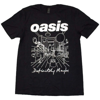 Oasis “Definitely Maybe” Line Art T-Shirt – Black (Official Band Tee) Poster Kingz
