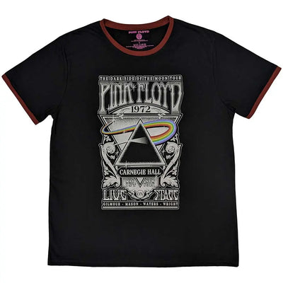 Official Merchandise Pink Floyd Unisex Ringer T-Shirt – Carnegie Hall Poster (Black) | Official Merch Poster Kingz