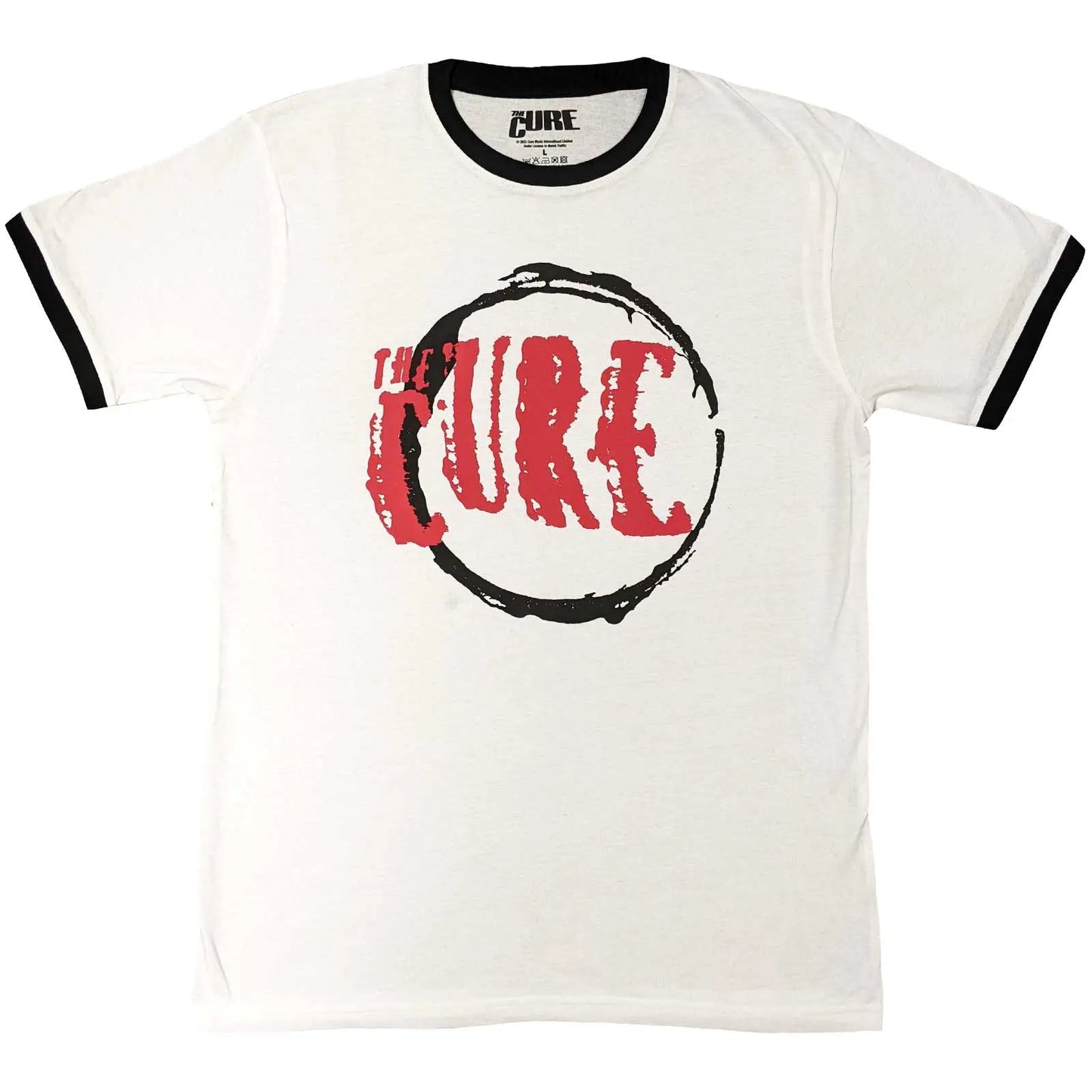 Official Merchandise The Cure Unisex Ringer T-Shirt – Circle Logo (White) | Official Merch Poster Kingz