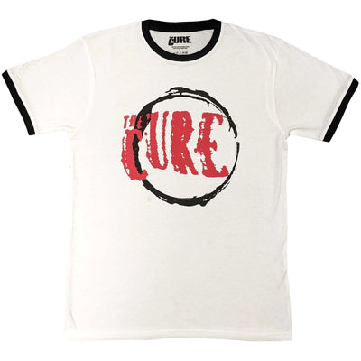 Official Merchandise The Cure Unisex Ringer T-Shirt – Circle Logo (White) | Official Merch Poster Kingz