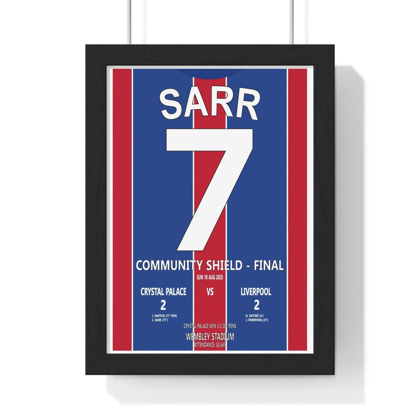 Soccer Poster Crystal Palace v Liverpool Poster – Community Shield Final 2025 | Sarr No.7 Football Wall Art Poster Kingz