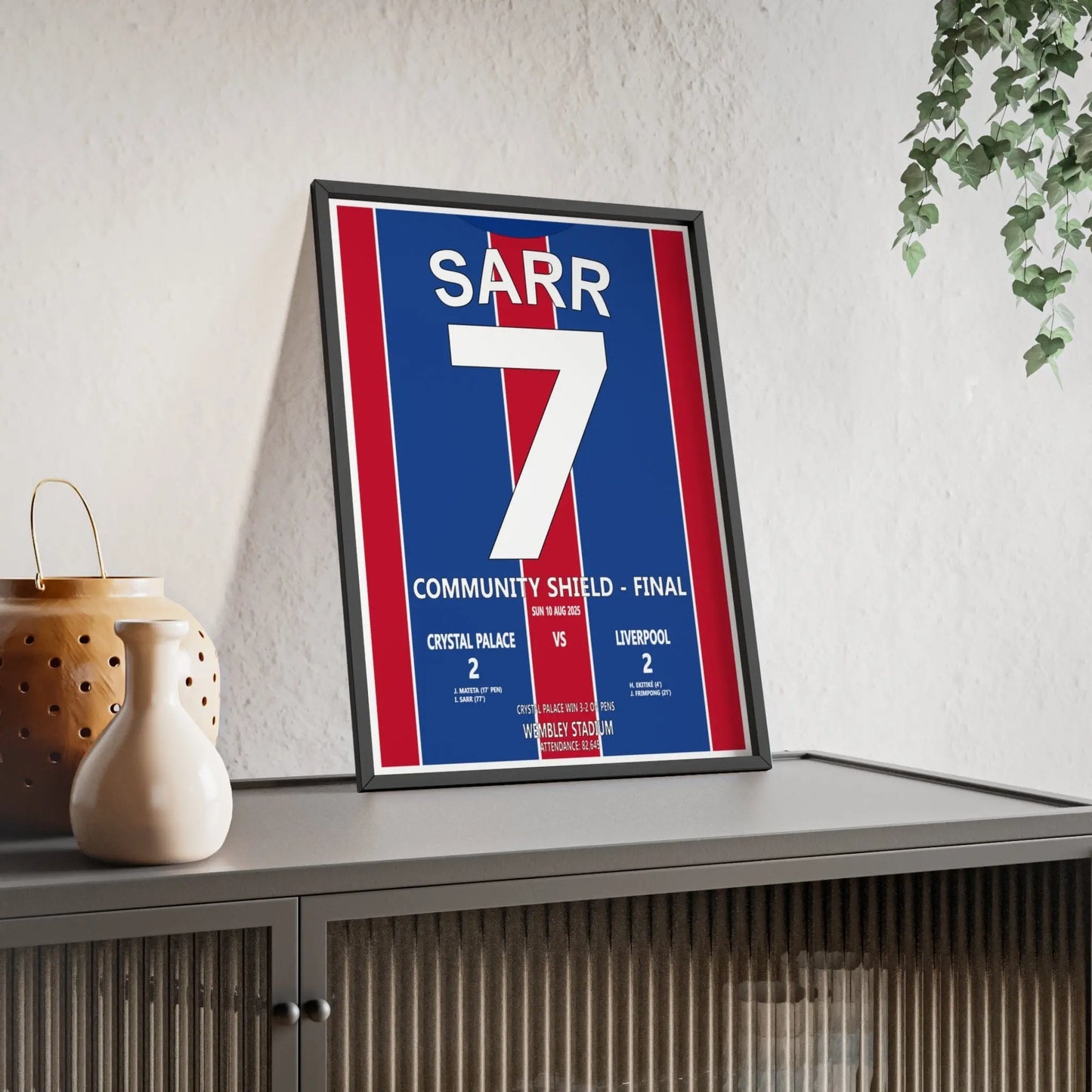 Soccer Poster Crystal Palace v Liverpool Poster – Community Shield Final 2025 | Sarr No.7 Football Wall Art Poster Kingz